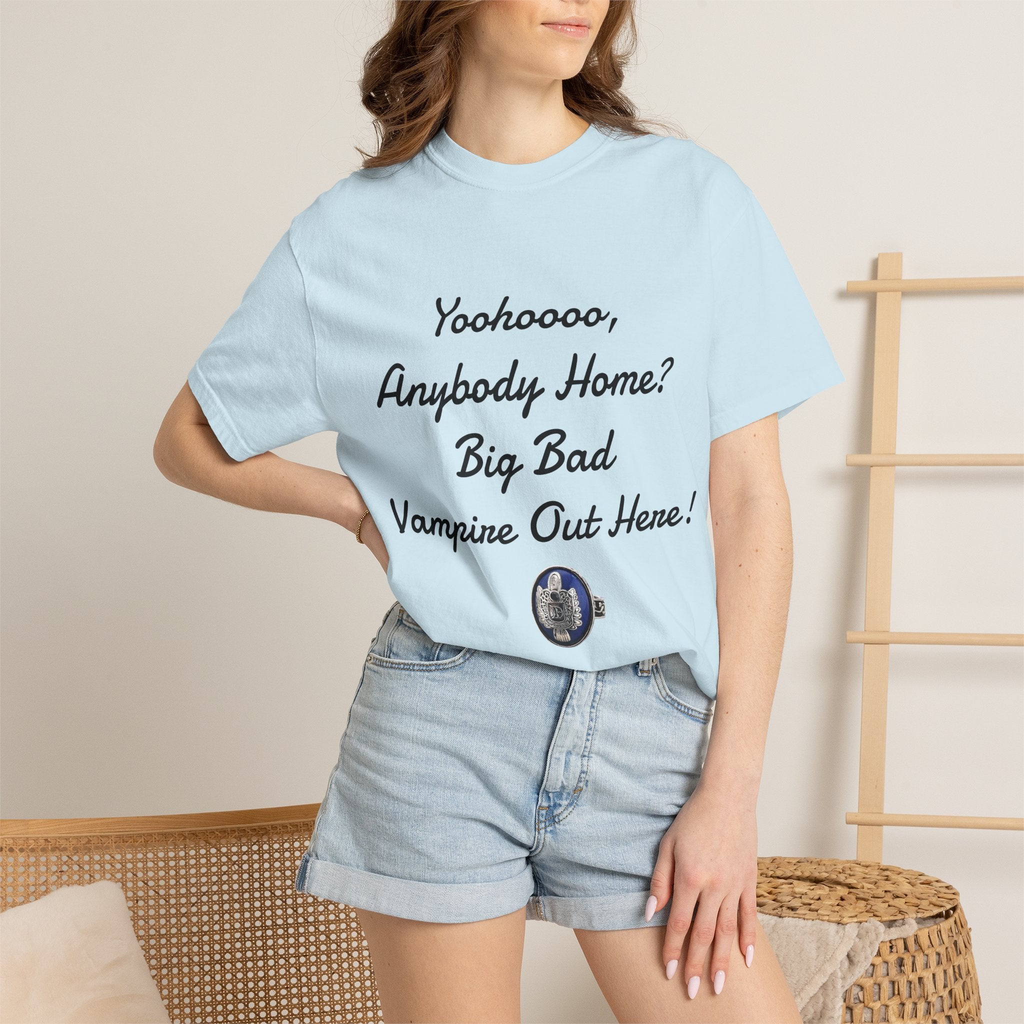 Damon Salvatore — TVD — Vampire Quote Tee — "Yoohooo, Anybody Home? Big Bad Vampire Out Here..." Shirt