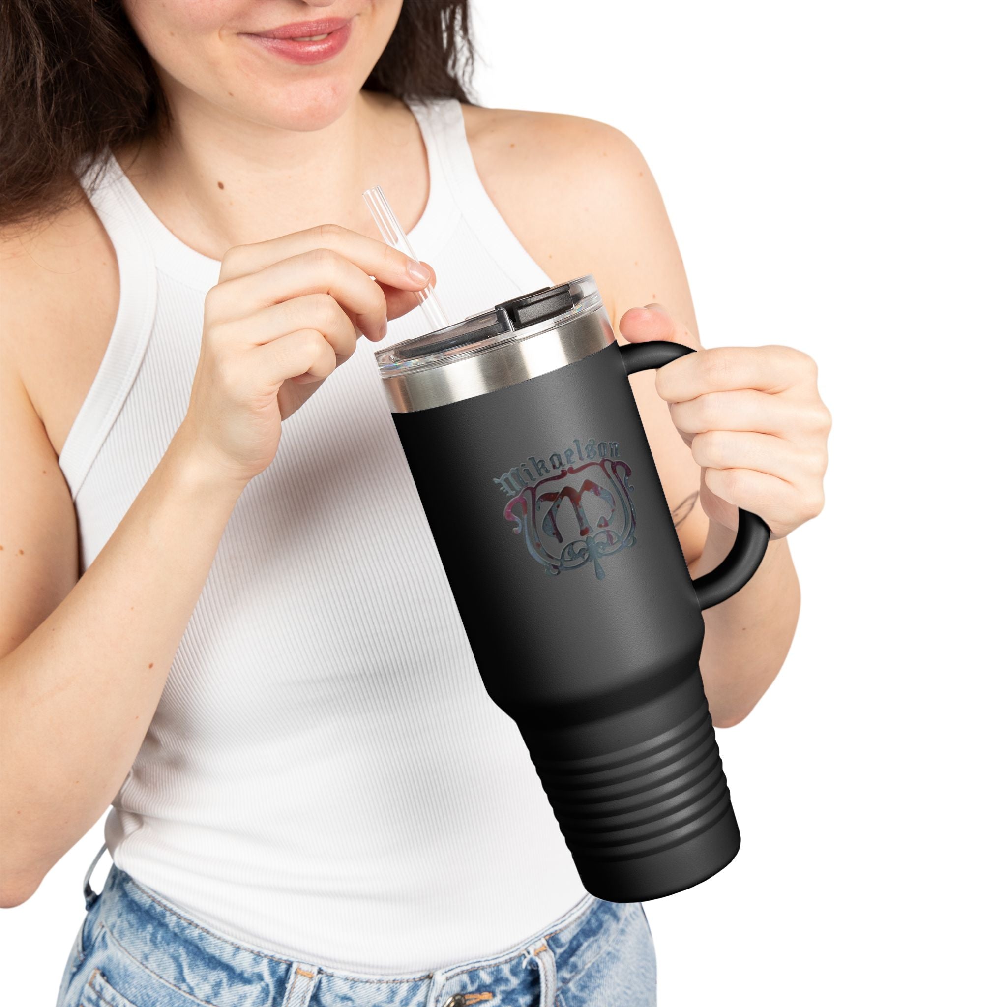 40oz Insulated Travel Mug — Custom Monogram 'Mikaelson' Stainless Tumbler