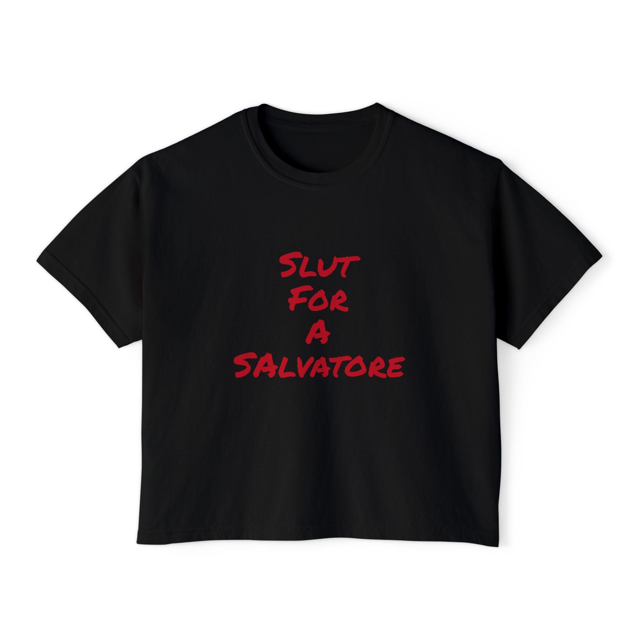 Boxy Tee — "Slut for a Salvatore" Graphic Crop Top
