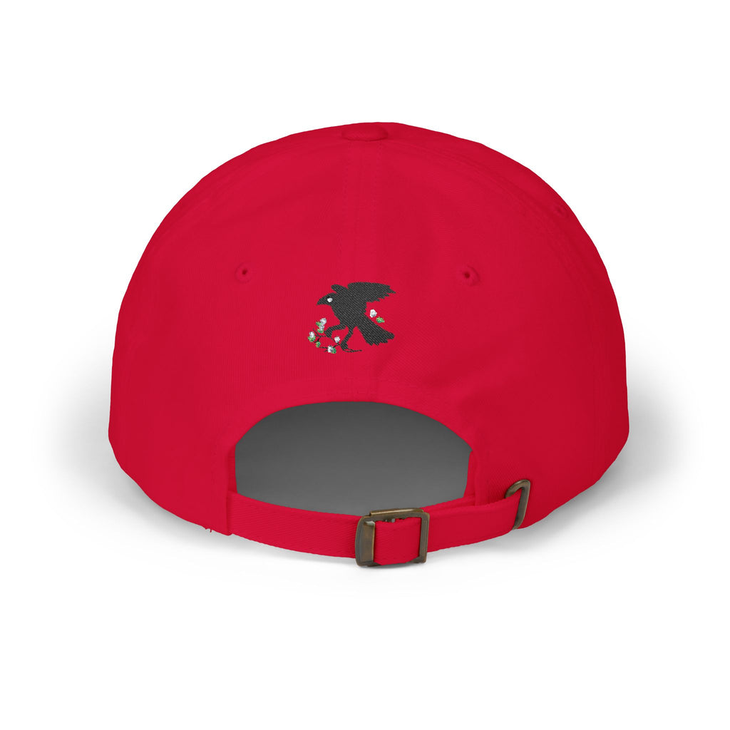 Vampire Babe Dad Cap Gothic Baseball Hat with Crow Accent