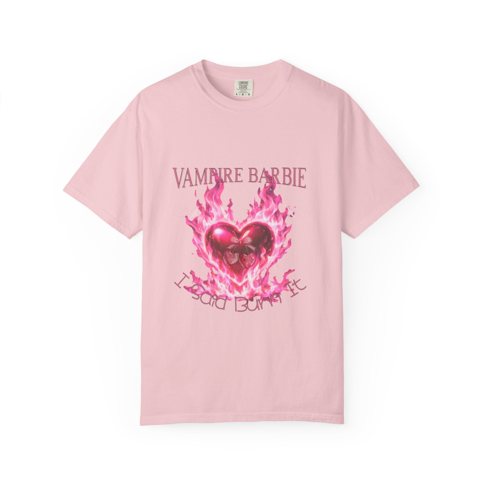 Vampire Barbie Pink Flaming Heart T-shirt | Gothic Cute Graphic Tee