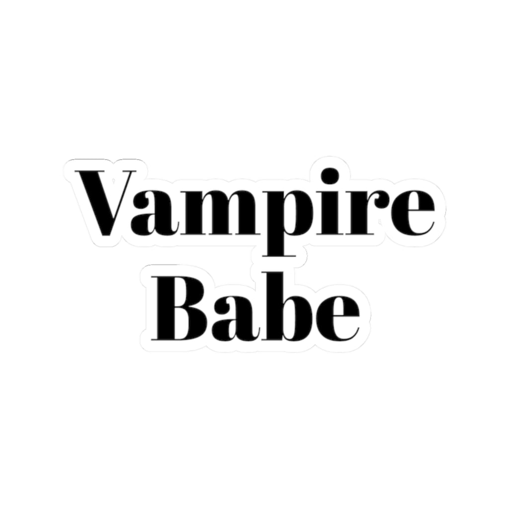 Vampire Babe Sticker — Gothic Script Kiss-Cut Decal for Laptops & Journals
