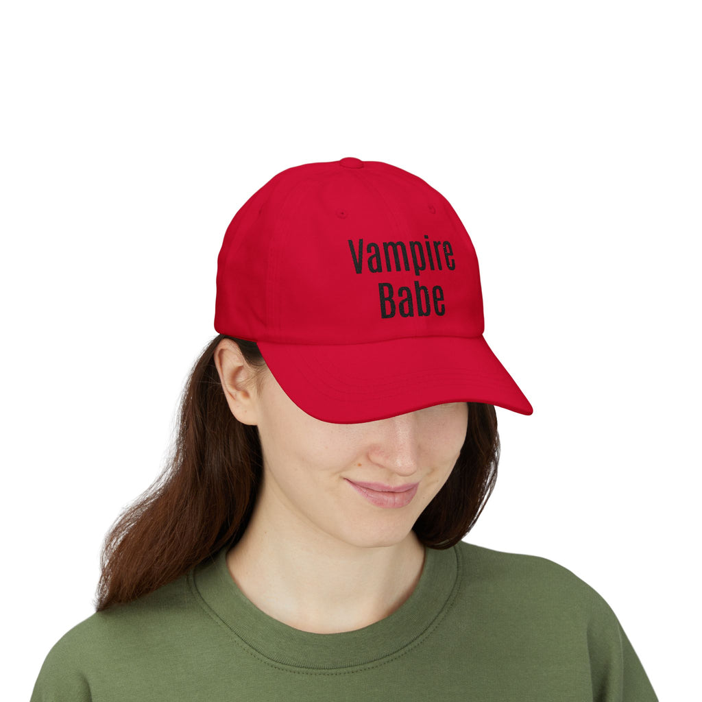 Vampire Babe Dad Cap Gothic Baseball Hat with Crow Accent