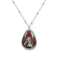 Makala’s Vampire Portrait — Vampy Vogue — Gothic Oval Pendant Necklace — Red Crowned Femme Portrait