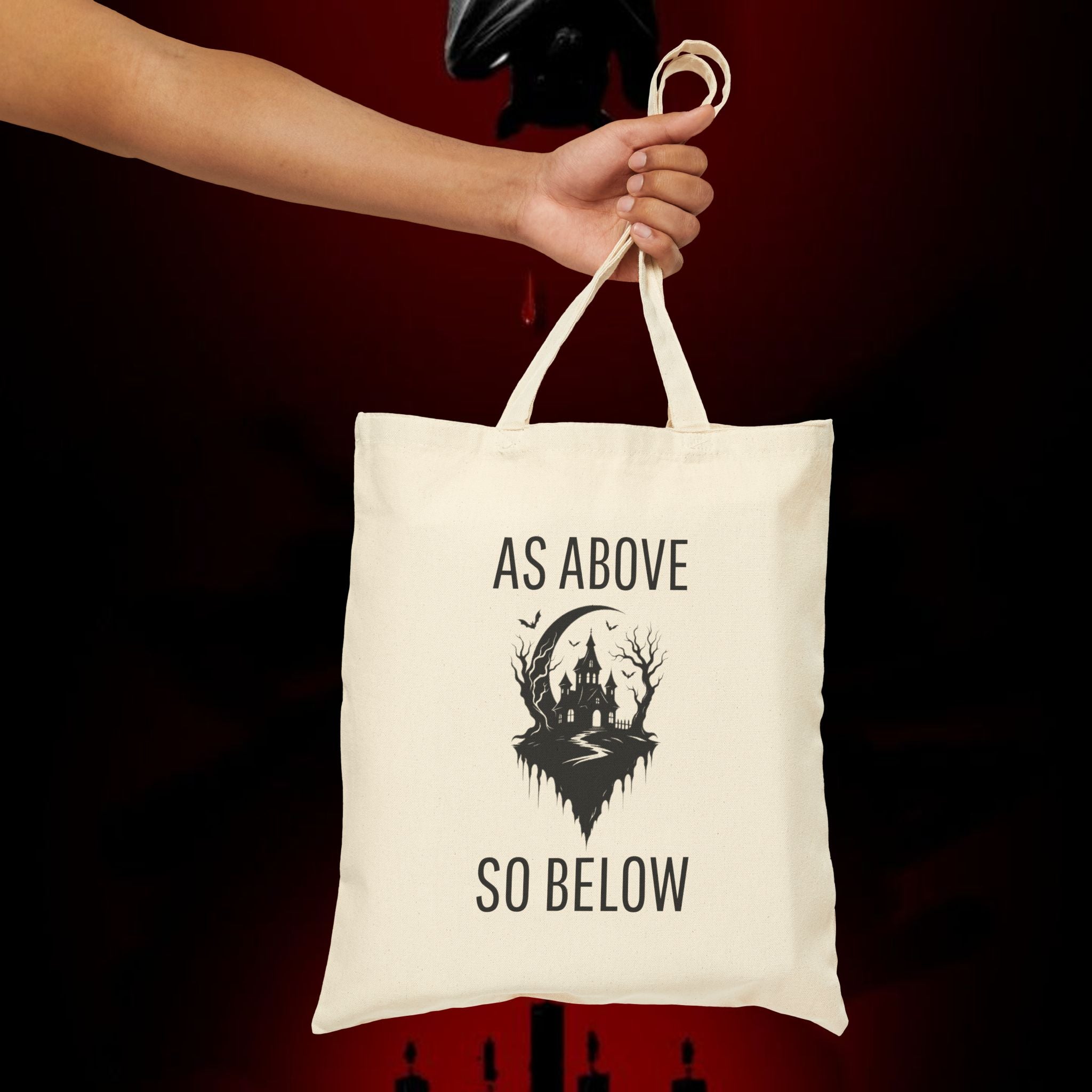 As Above So Below Canvas Tote Bag – Gothic Mystic Cotton Shopper