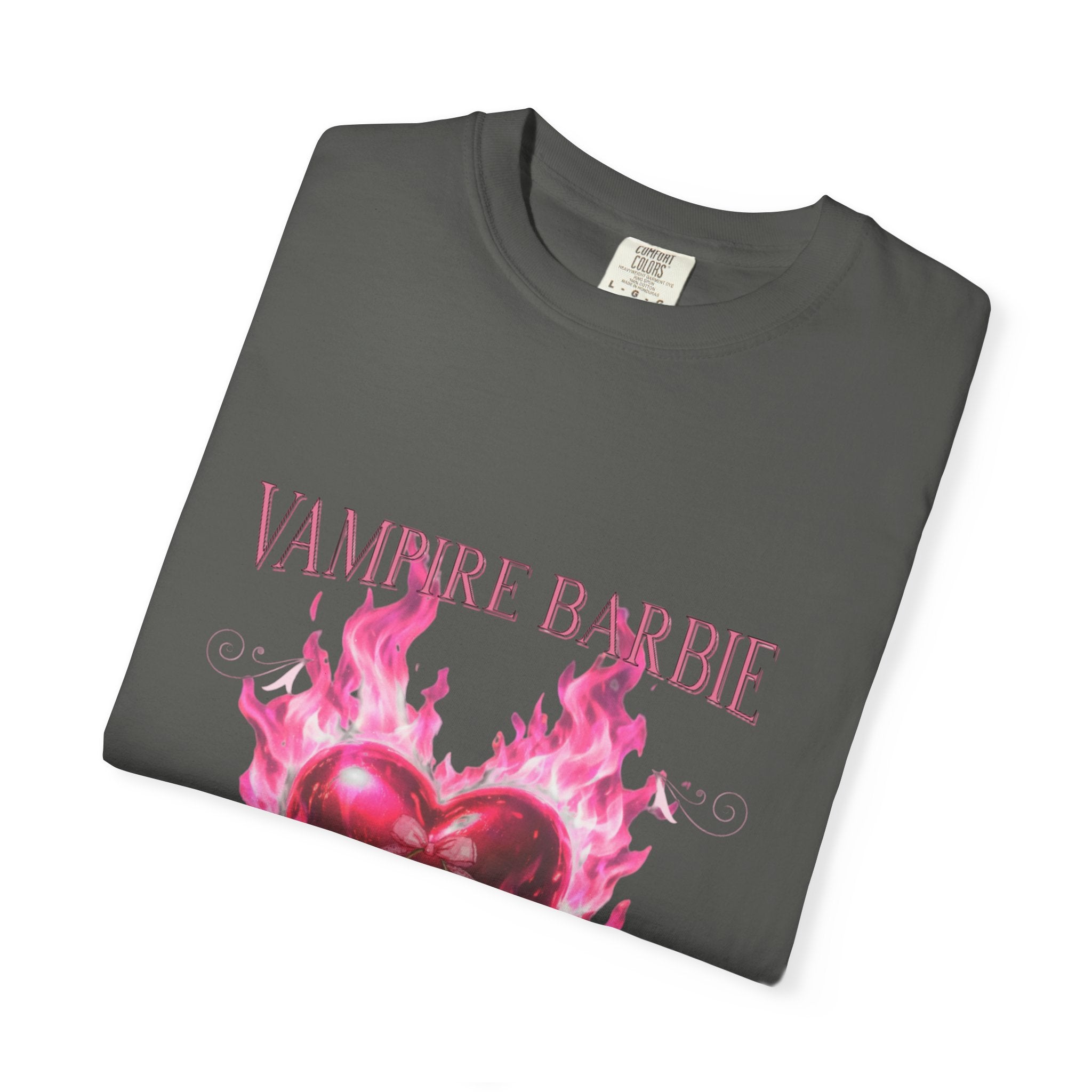 Vampire Barbie Pink Flaming Heart T-shirt | Gothic Cute Graphic Tee