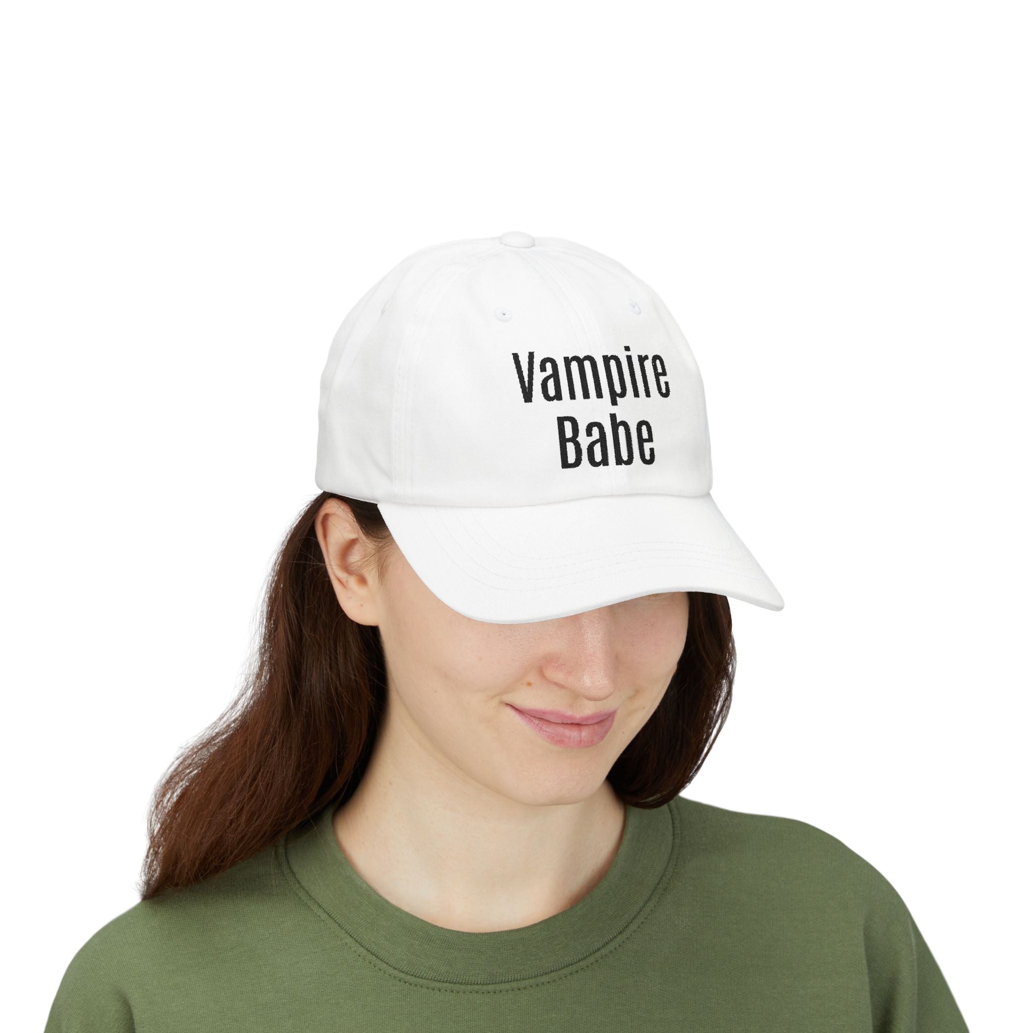 Vampire Babe Dad Cap Gothic Baseball Hat with Crow Accent