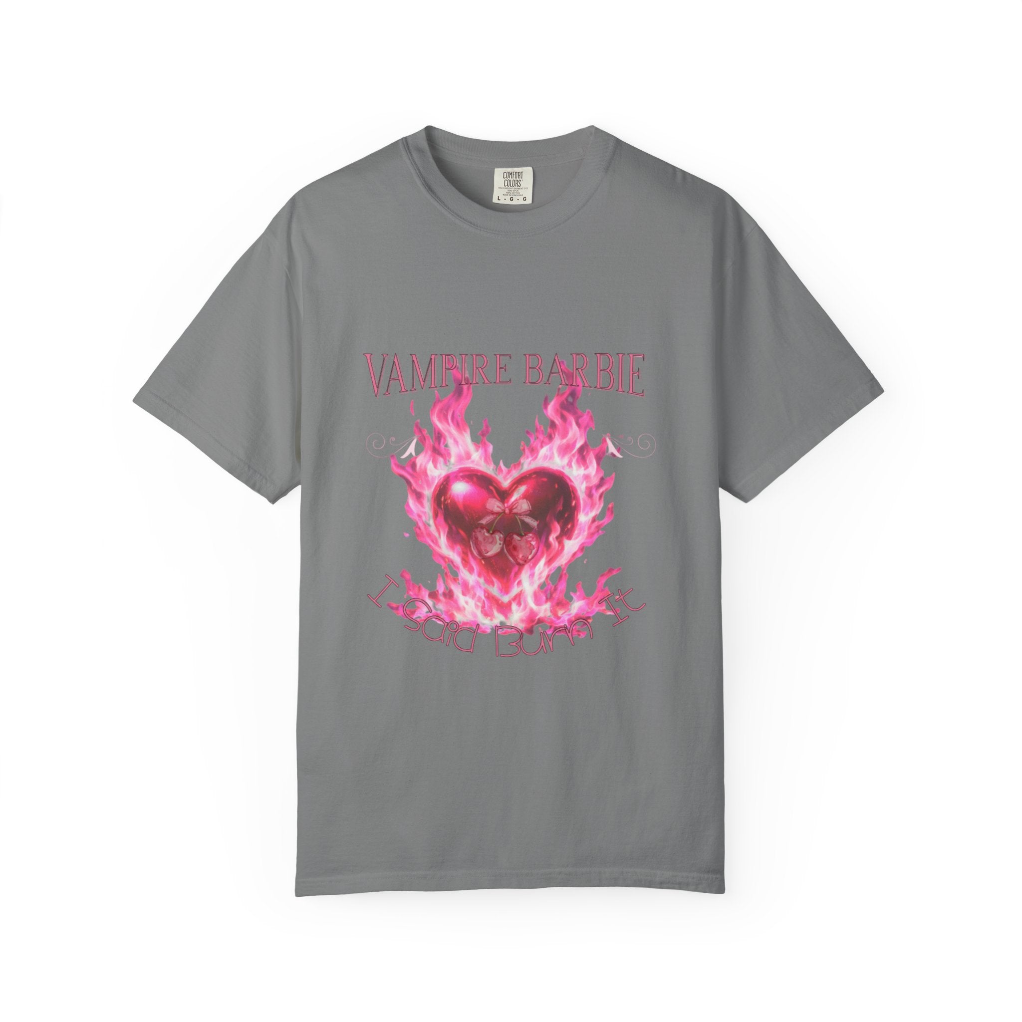 Vampire Barbie Pink Flaming Heart T-shirt | Gothic Cute Graphic Tee