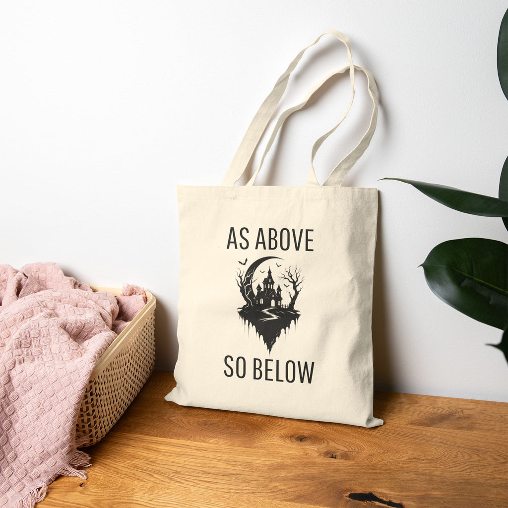As Above So Below Canvas Tote Bag – Gothic Mystic Cotton Shopper
