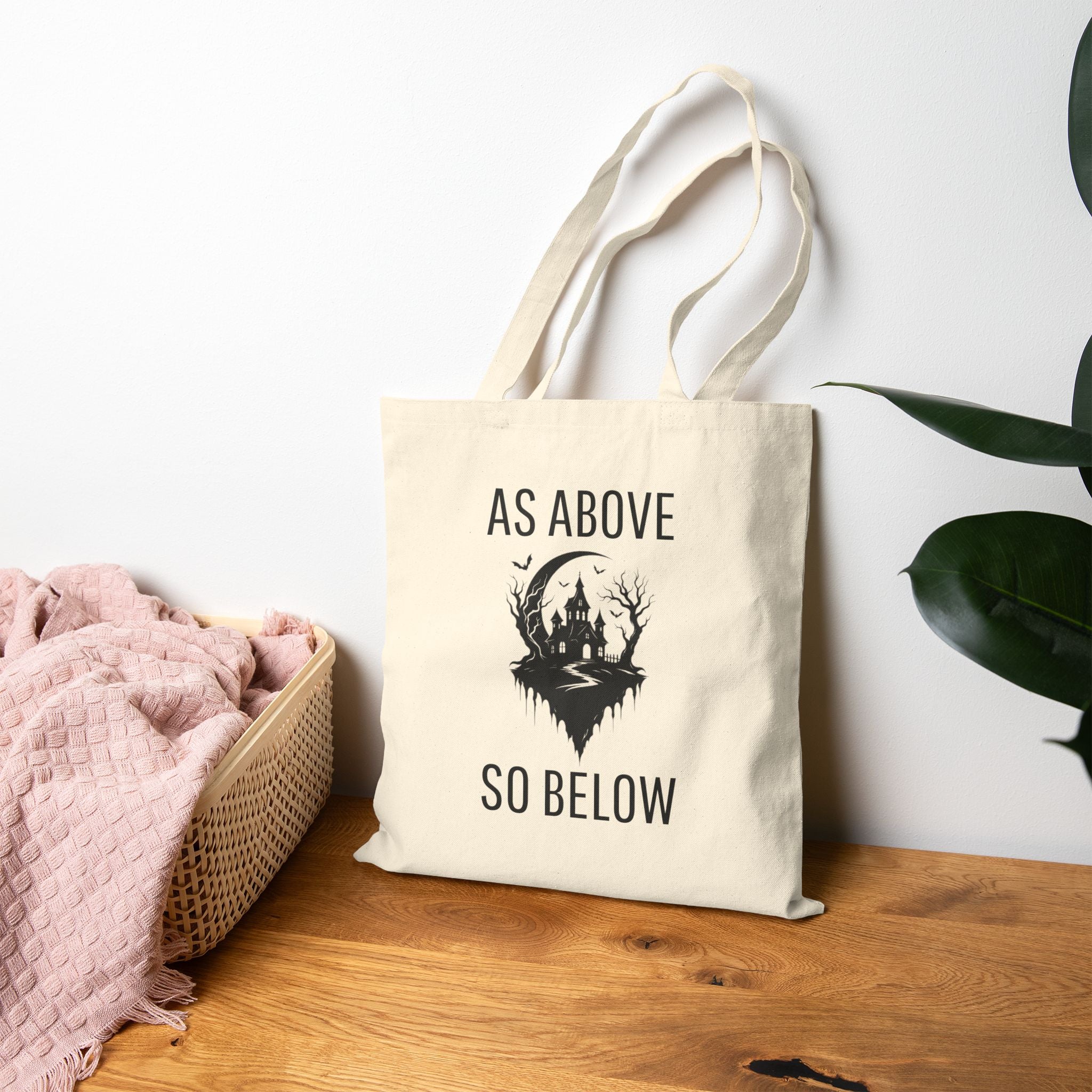As Above So Below Canvas Tote Bag – Gothic Mystic Cotton Shopper