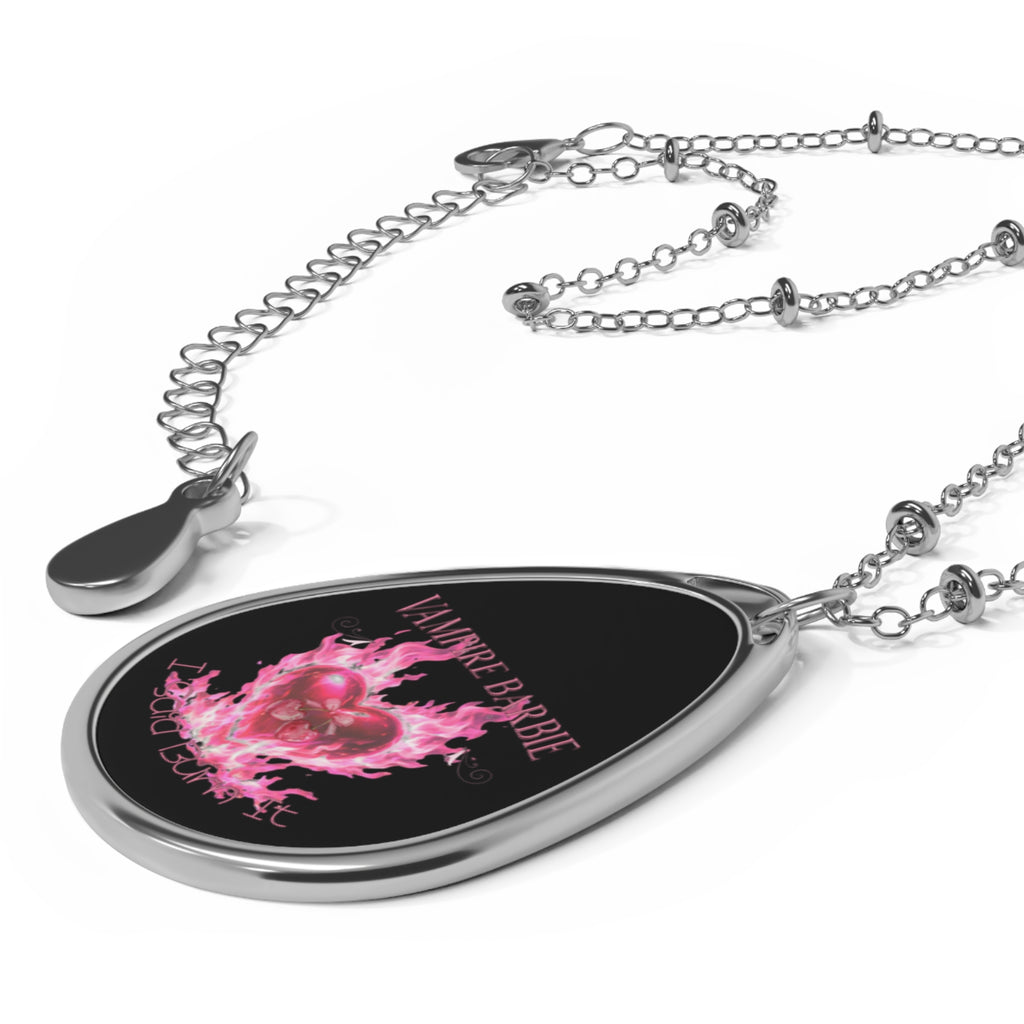 Vampire Barbie Oval Necklace — Pink Flame Gothic Pendant