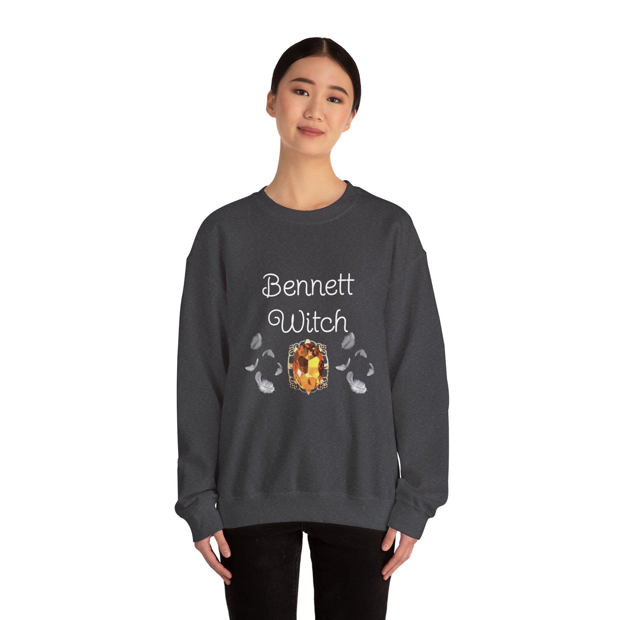 Bennett Witch — Bonnie Bennett — TVD — Gemstone Accent Crewneck Sweatshirt – Citrine Jewel Design