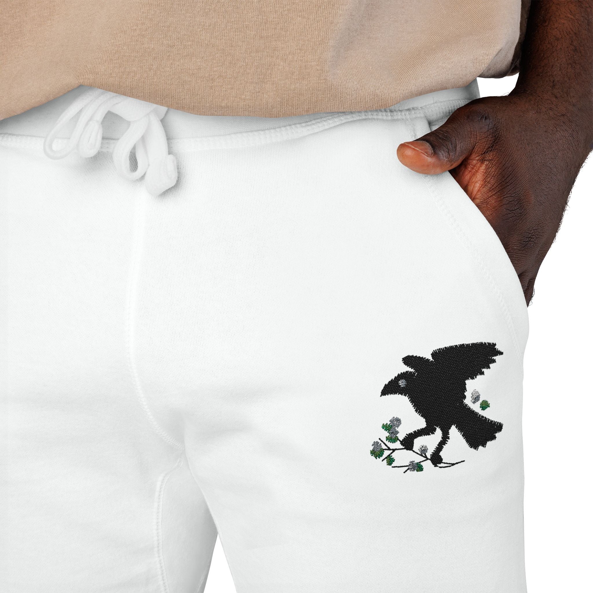 Embroidered  Crow Fleece Sweatpants — Cozy Casual Joggers