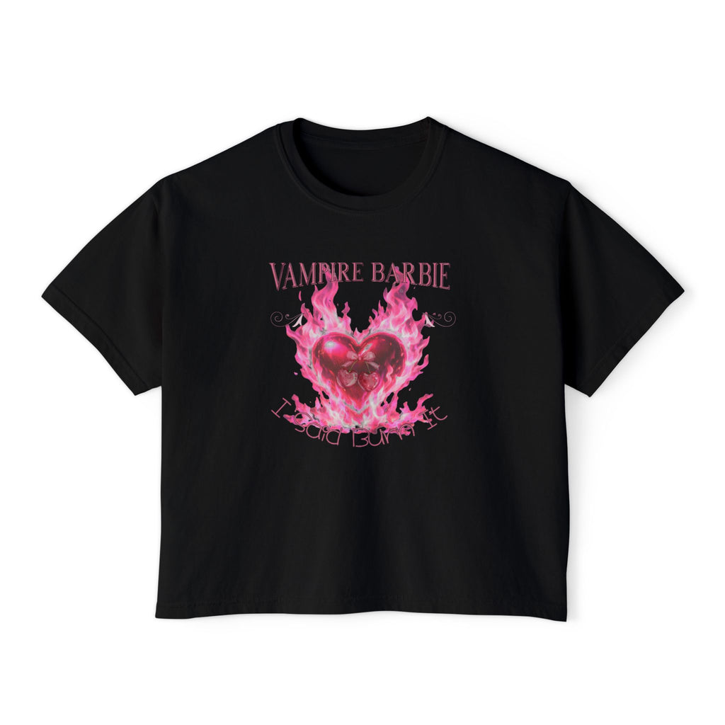 Caroline Forbes — TVD — Vampire Barbie Pink Flame Heart Boxy Tee