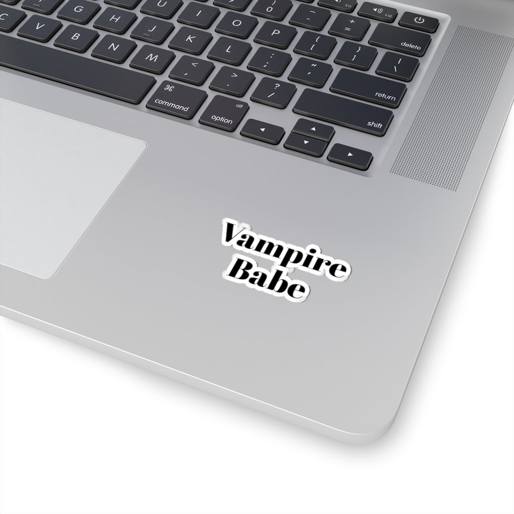 Vampire Babe Sticker — Gothic Script Kiss-Cut Decal for Laptops & Journals