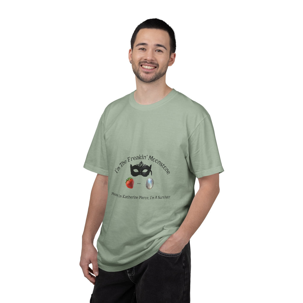 Freakin' Moonstone mask strawberry pearl graphic T-shirt