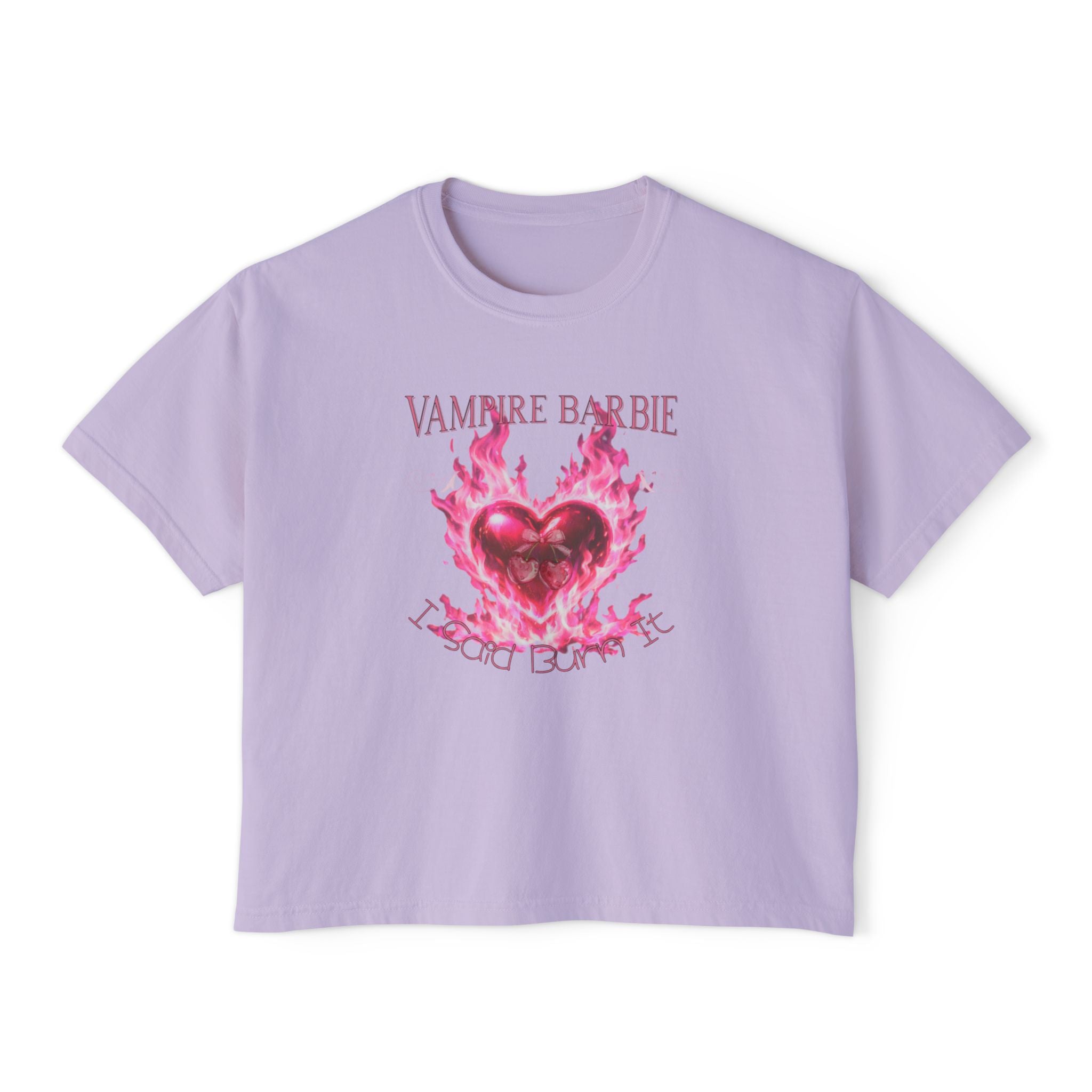 Caroline Forbes — TVD — Vampire Barbie Pink Flame Heart Boxy Tee