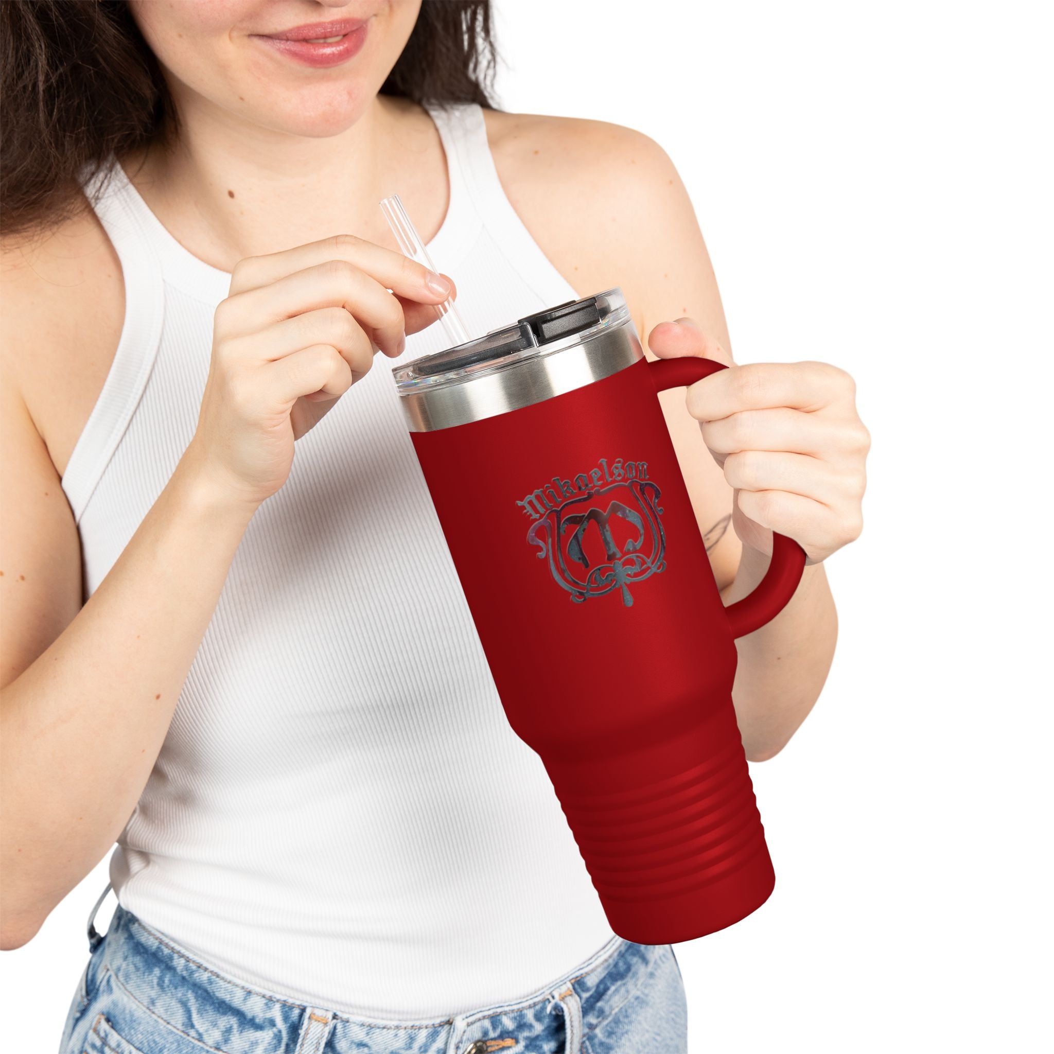 40oz Insulated Travel Mug — Custom Monogram 'Mikaelson' Stainless Tumbler