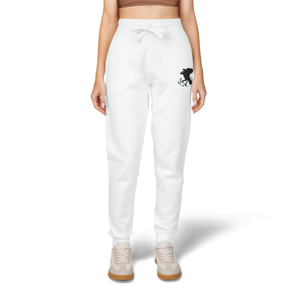 Embroidered  Crow Fleece Sweatpants — Cozy Casual Joggers