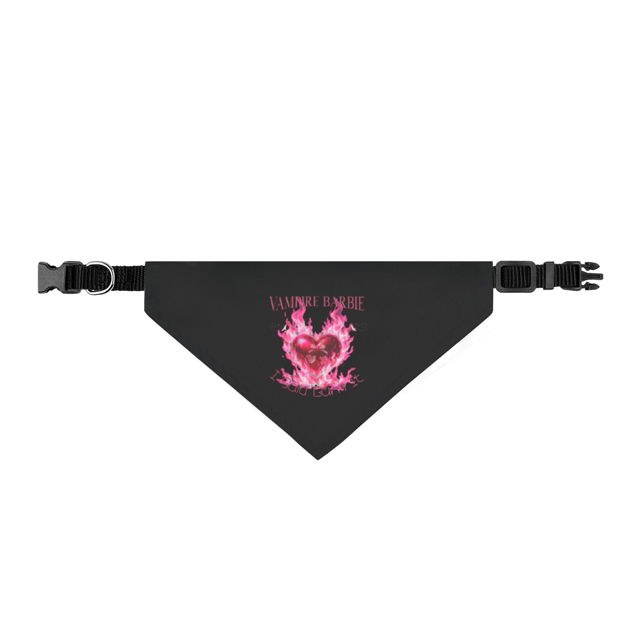Flaming Heart Clip-On Pet Bandana — Pink Vampire Barbie — TVD — Dog Collar Accessory