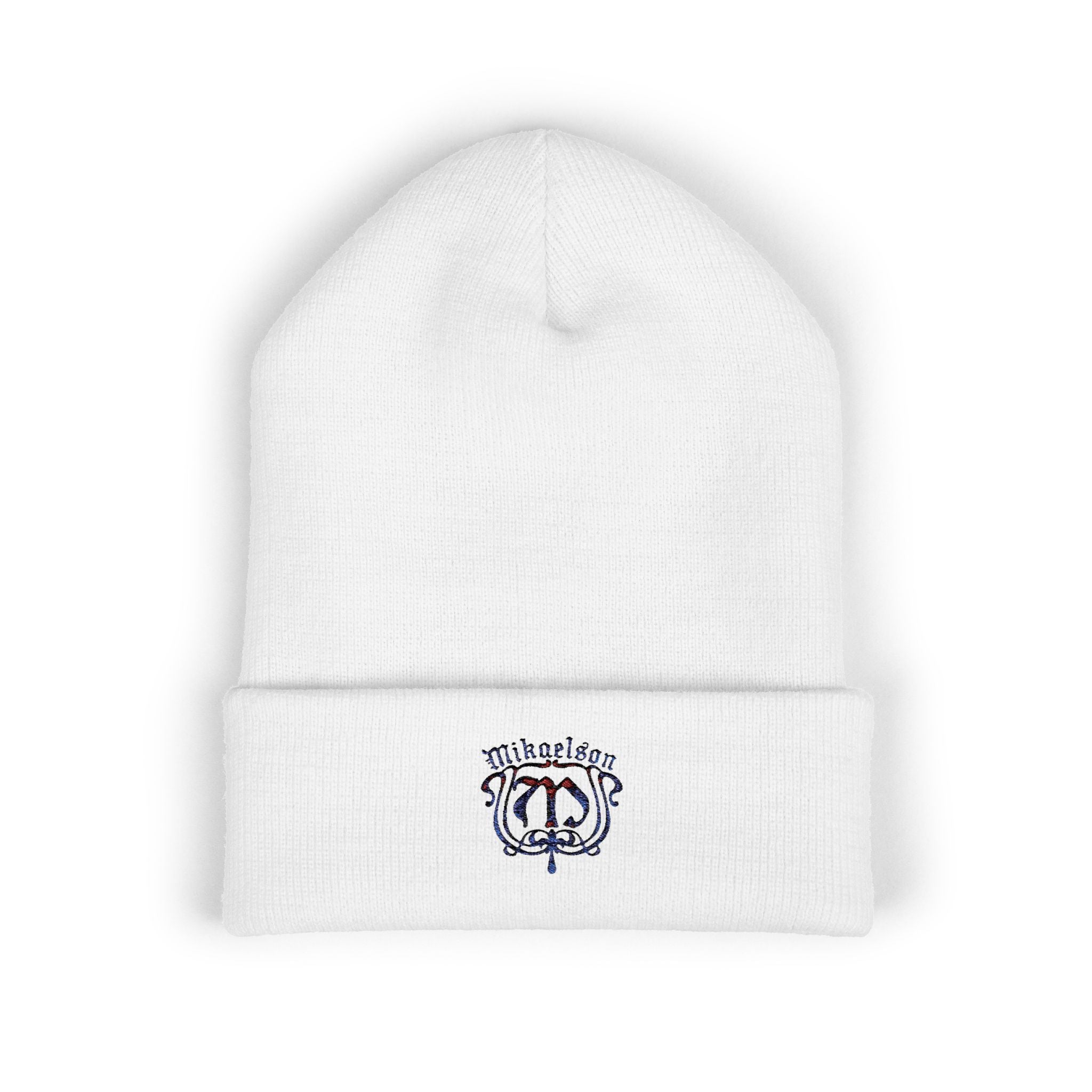 Embroidered Mikaelson Crest Cuffed Beanie — Classic Script Logo Winter Hat