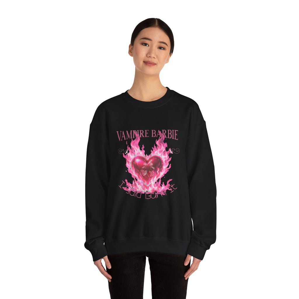 Caroline Forbes — TVD — Vampire Barbie 'I Said Burn It' Heart Sweatshirt