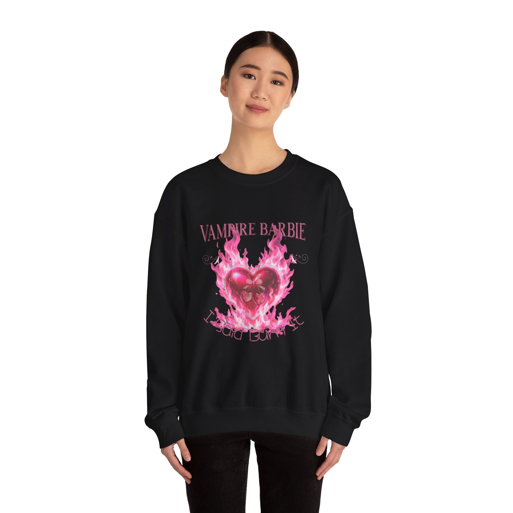 Caroline Forbes — TVD — Vampire Barbie 'I Said Burn It' Heart Sweatshirt