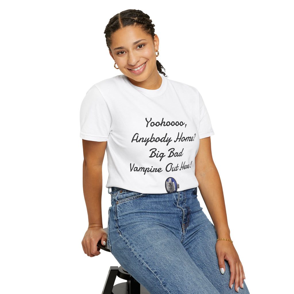 Damon Salvatore — TVD — Vampire Quote Tee — "Yoohooo, Anybody Home? Big Bad Vampire Out Here..." Shirt