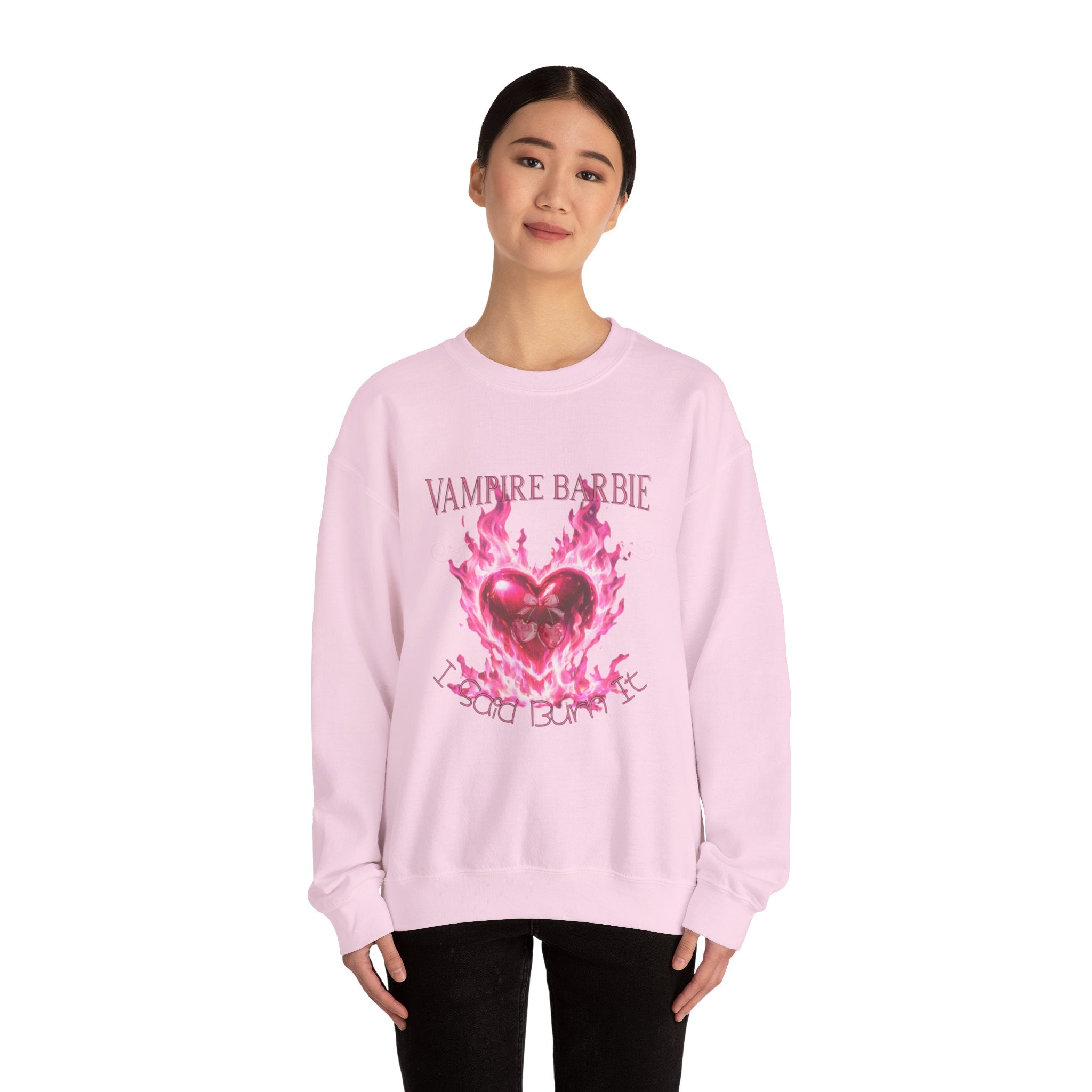 Caroline Forbes — TVD — Vampire Barbie 'I Said Burn It' Heart Sweatshirt