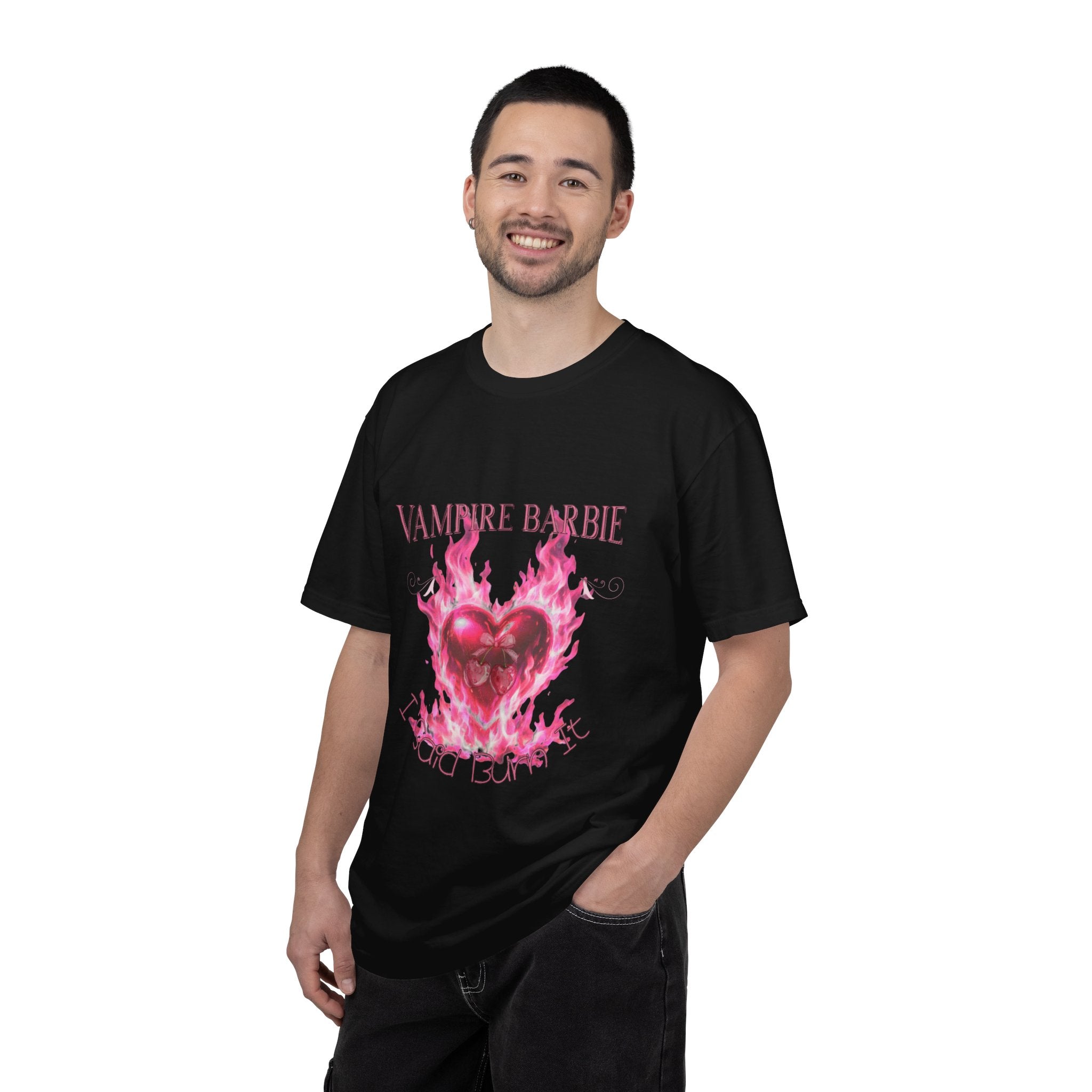 Vampire Barbie Pink Flaming Heart T-shirt | Gothic Cute Graphic Tee