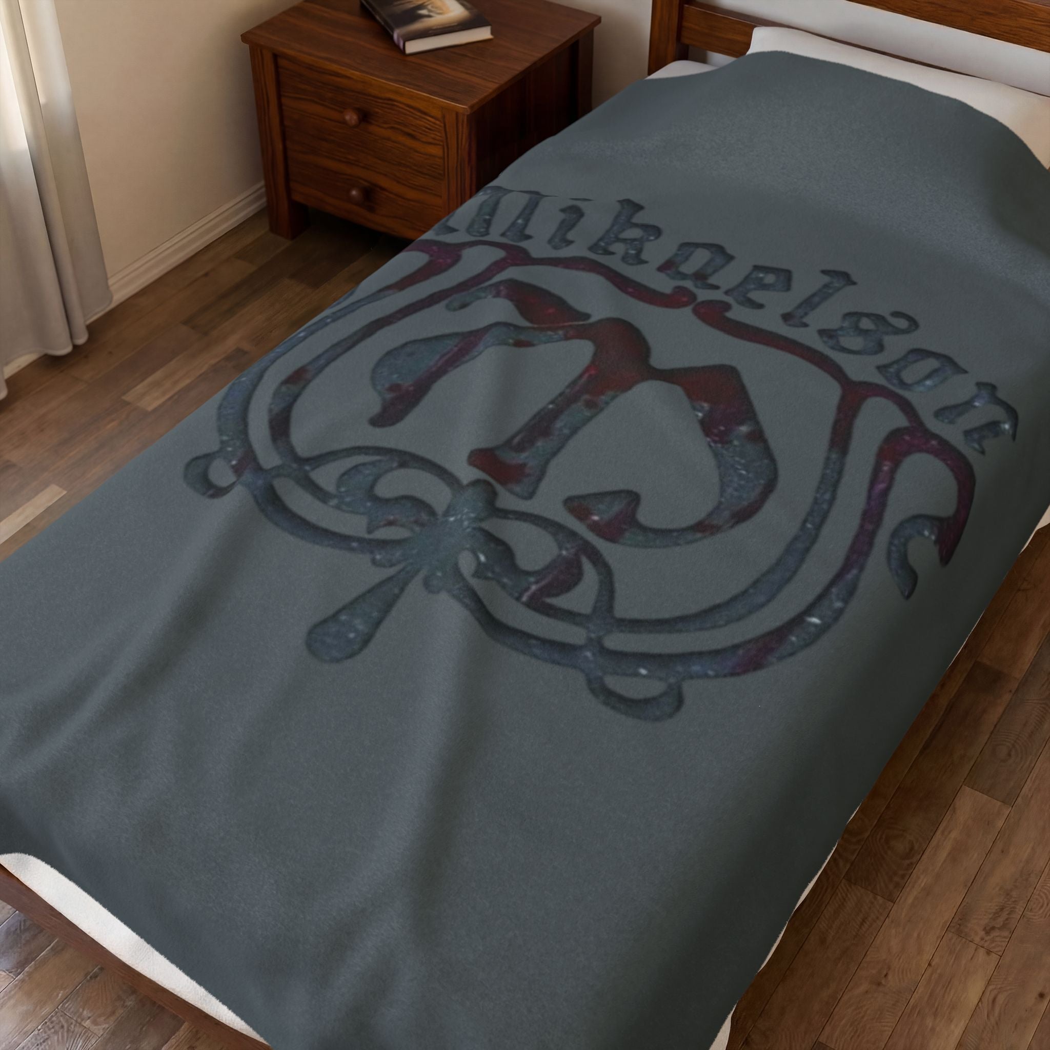 Mikaelson Crest Velveteen Plush Blanket — Gothic Family Crest Cozy Throw