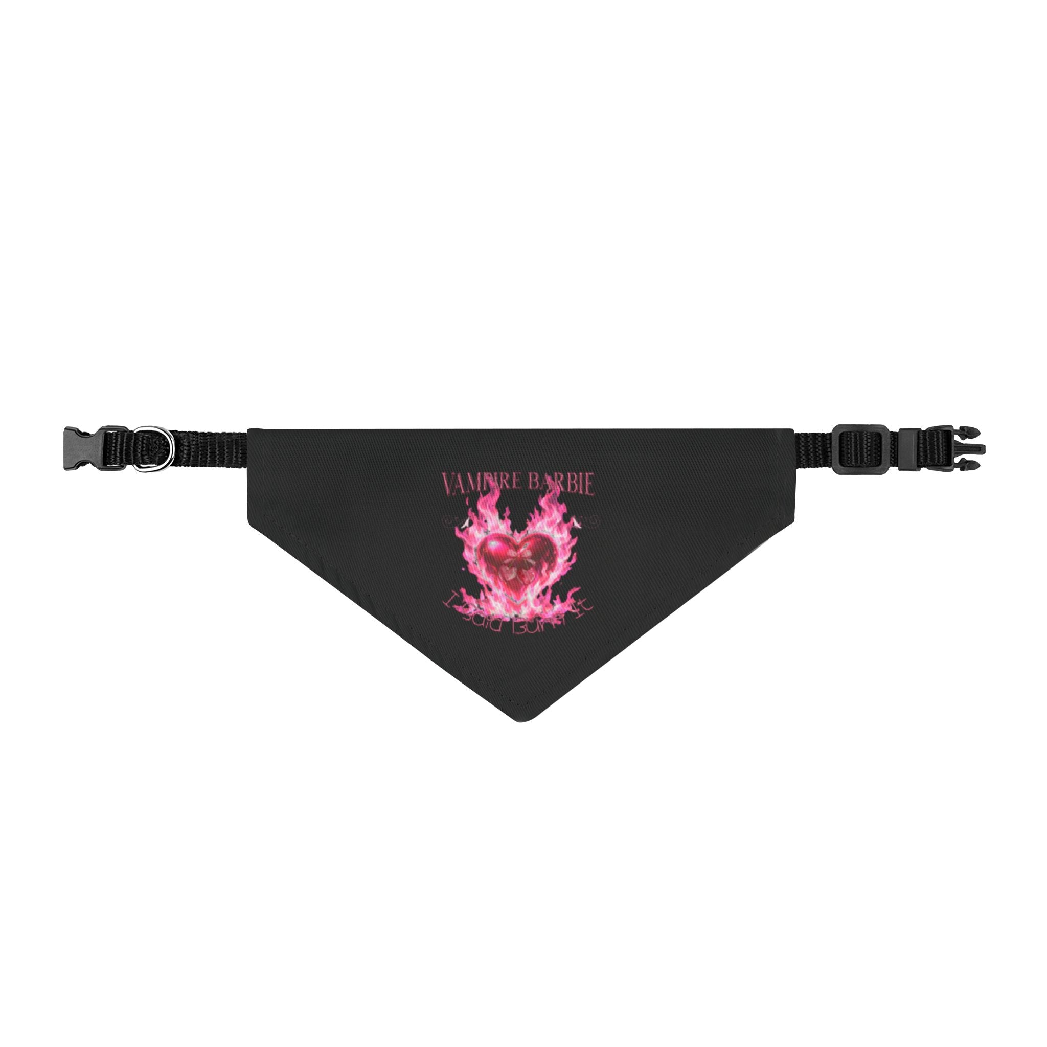 Flaming Heart Clip-On Pet Bandana — Pink Vampire Barbie — TVD — Dog Collar Accessory