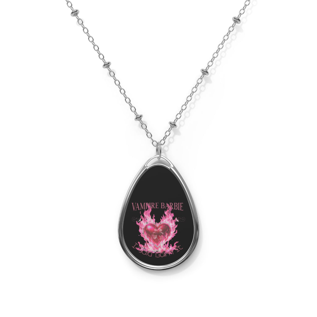 Vampire Barbie Oval Necklace — Pink Flame Gothic Pendant