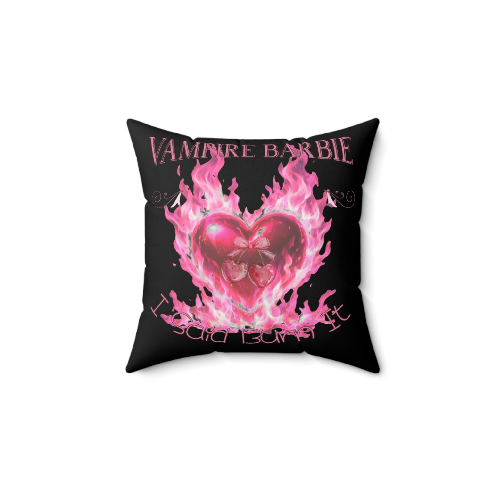 Vampire Barbie Pink Flame Heart Pillow