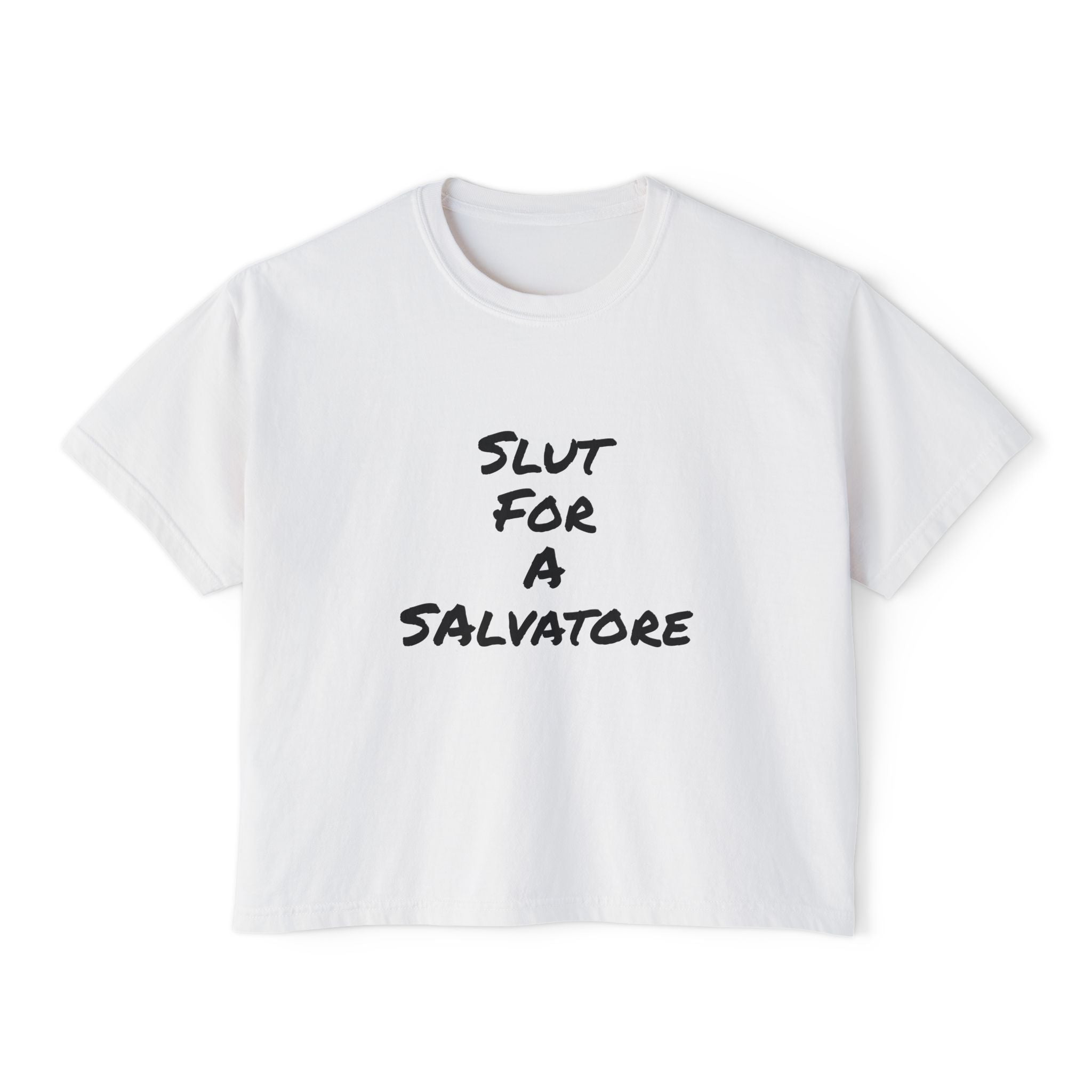 Boxy Tee — "Slut for a Salvatore" Graphic Crop Top