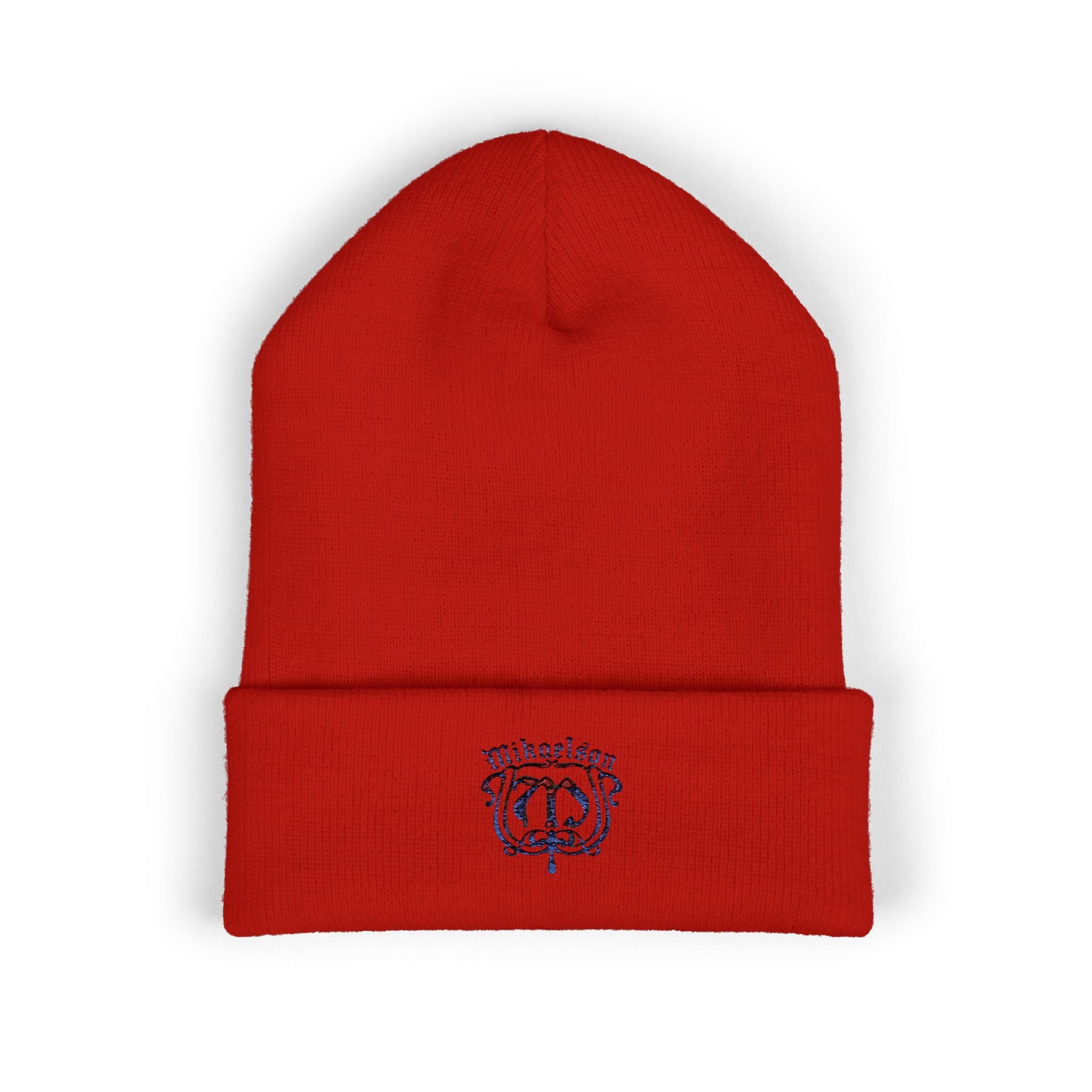 Embroidered Mikaelson Crest Cuffed Beanie — Classic Script Logo Winter Hat