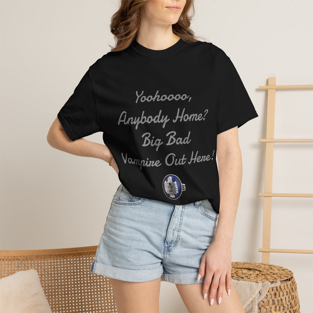 Damon Salvatore — TVD — Vampire Quote Tee — "Yoohooo, Anybody Home? Big Bad Vampire Out Here..." Shirt