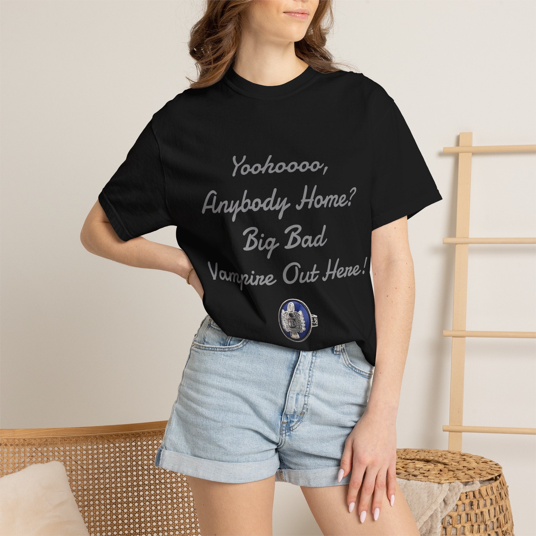 Damon Salvatore — TVD — Vampire Quote Tee — "Yoohooo, Anybody Home? Big Bad Vampire Out Here..." Shirt