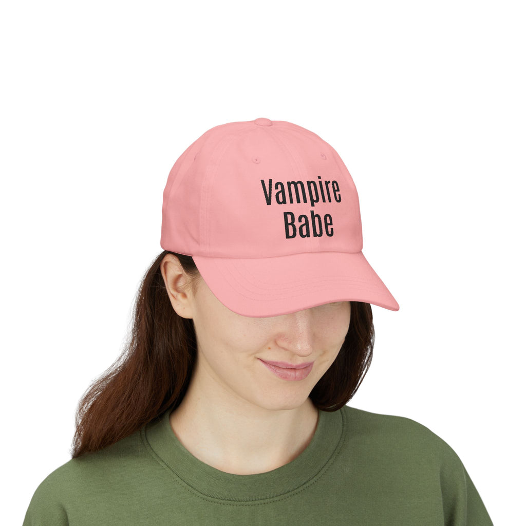 Vampire Babe Dad Cap Gothic Baseball Hat with Crow Accent
