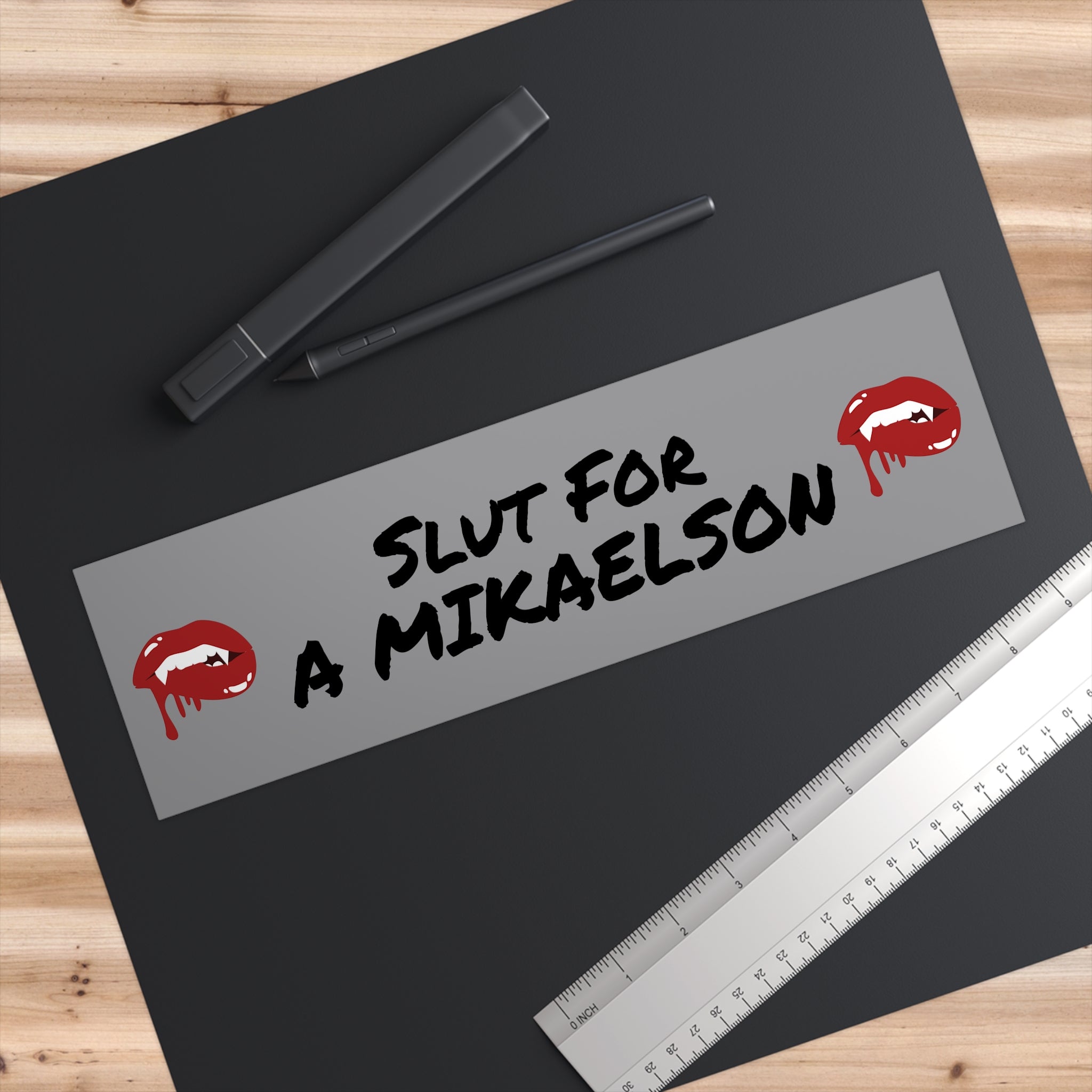 Bumper Sticker — “Slut for a Mikaelson” Vampire Fang Design