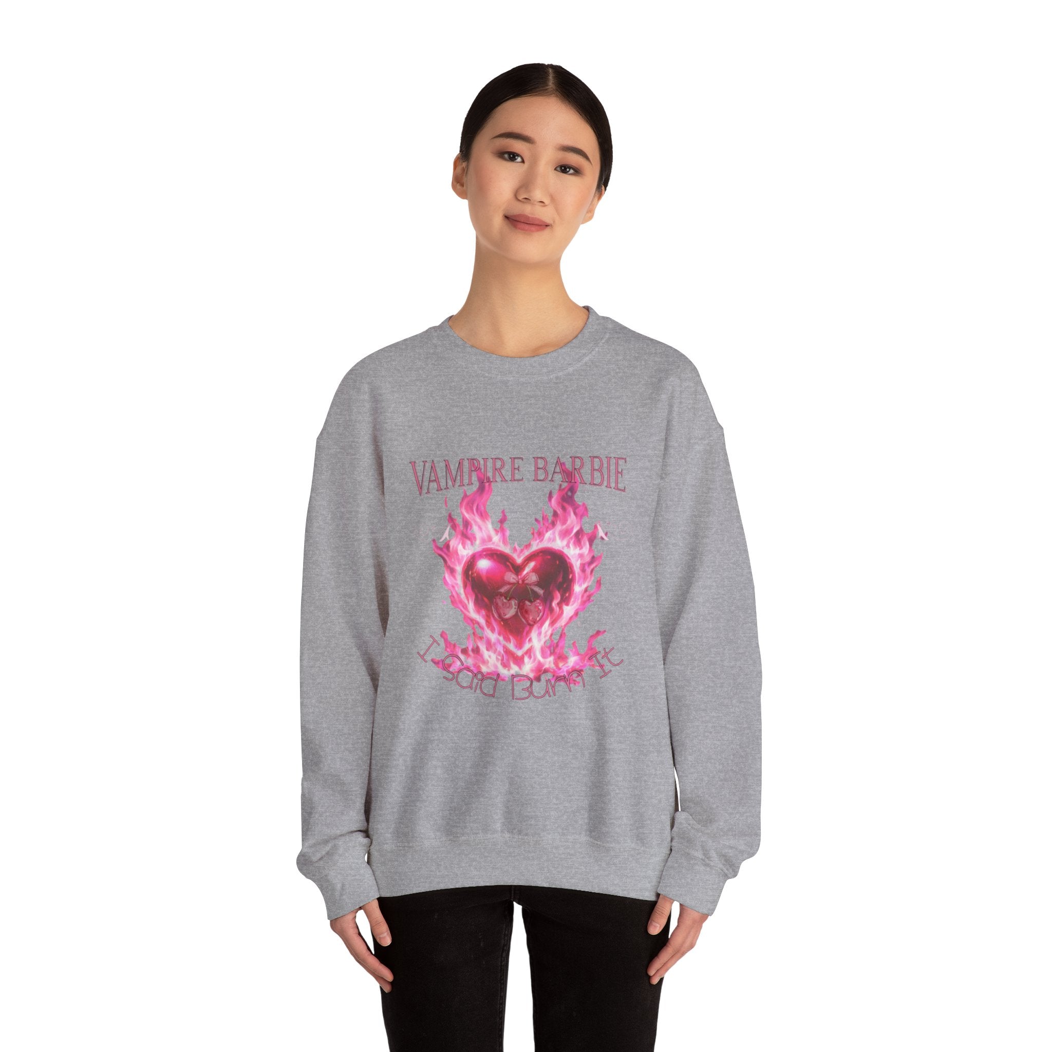 Caroline Forbes — TVD — Vampire Barbie 'I Said Burn It' Heart Sweatshirt