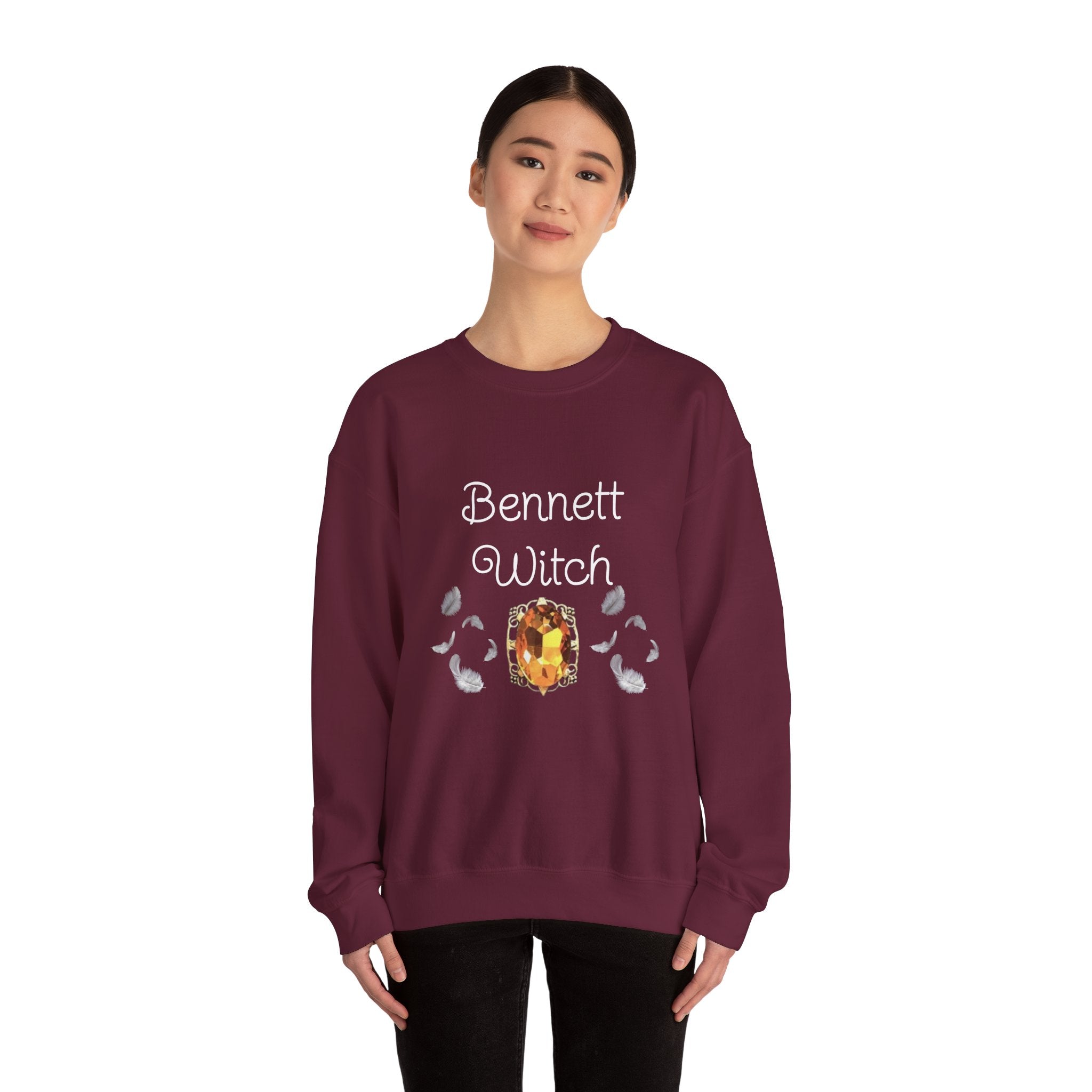 Bennett Witch — Bonnie Bennett — TVD — Gemstone Accent Crewneck Sweatshirt – Citrine Jewel Design