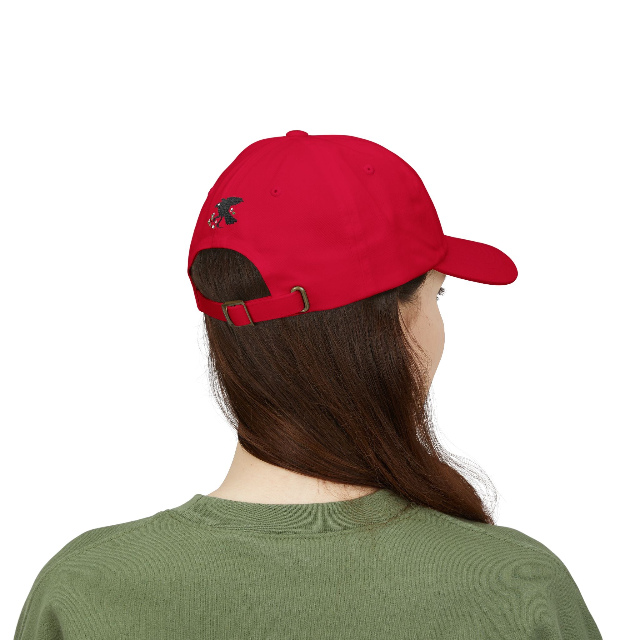 Vampire Babe Dad Cap Gothic Baseball Hat with Crow Accent
