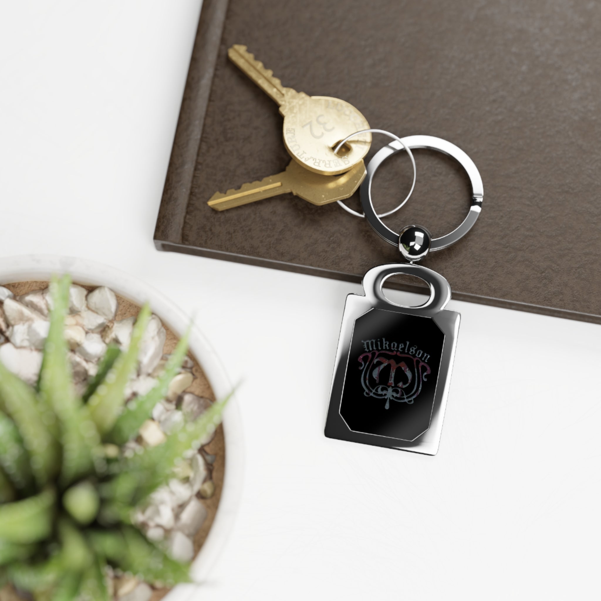 Personalized Rectangle Photo Keyring — Custom Photo & Name Metal Keychain — Mikaelson