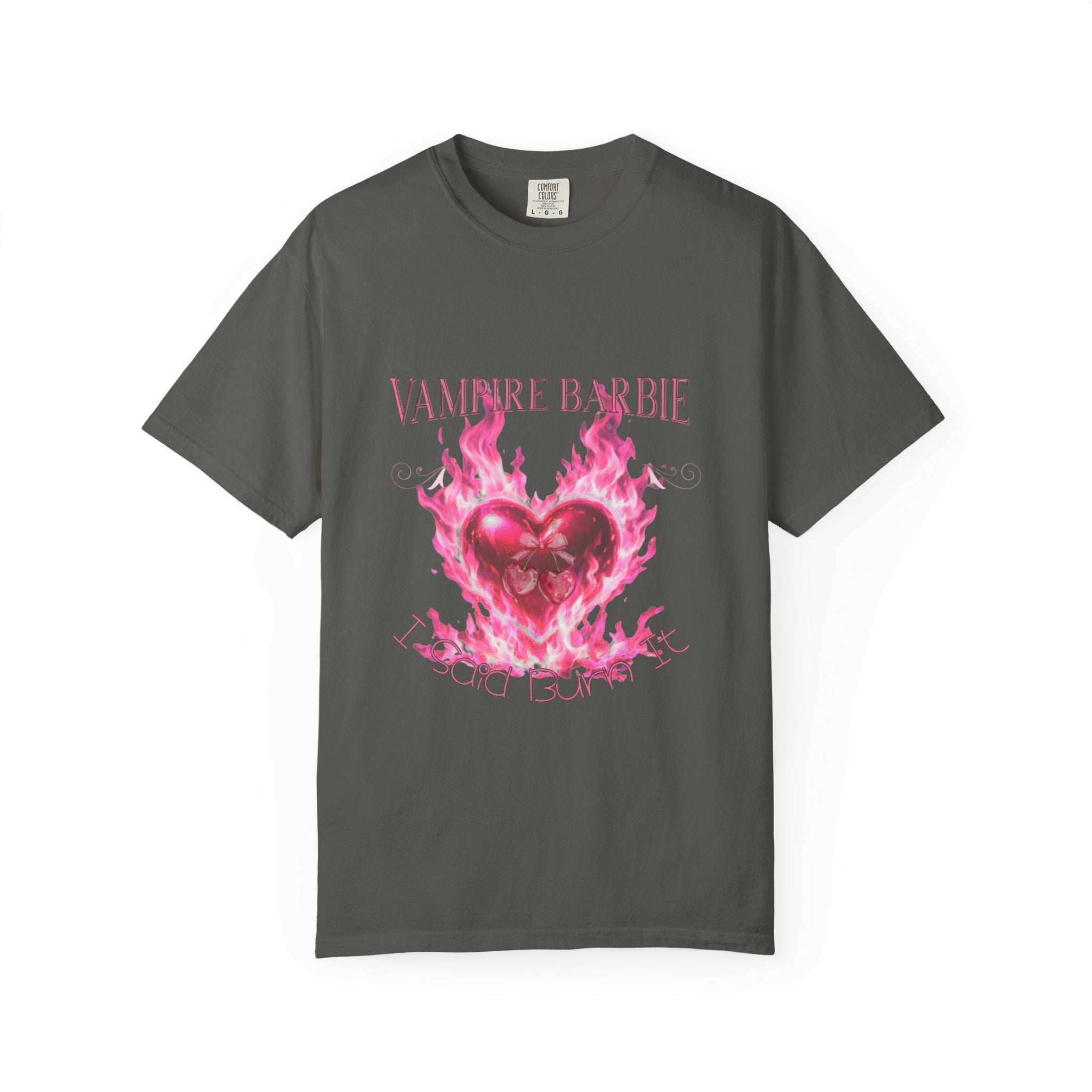 Vampire Barbie Pink Flaming Heart T-shirt | Gothic Cute Graphic Tee