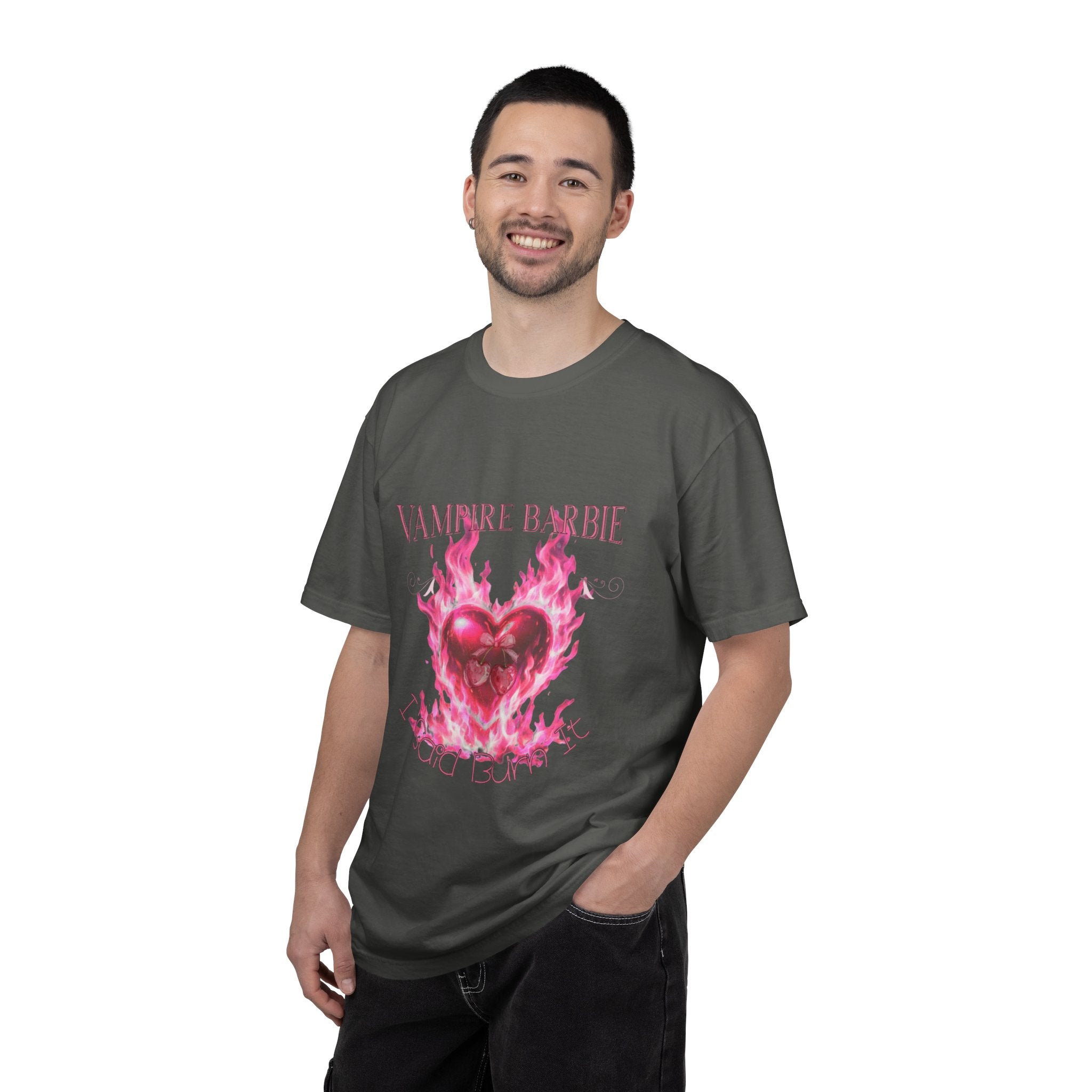 Vampire Barbie Pink Flaming Heart T-shirt | Gothic Cute Graphic Tee