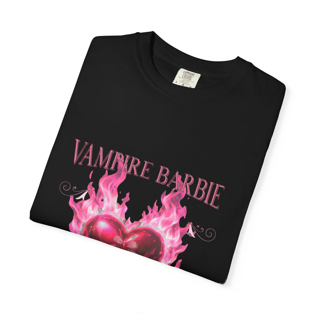 Vampire Barbie Pink Flaming Heart T-shirt | Gothic Cute Graphic Tee