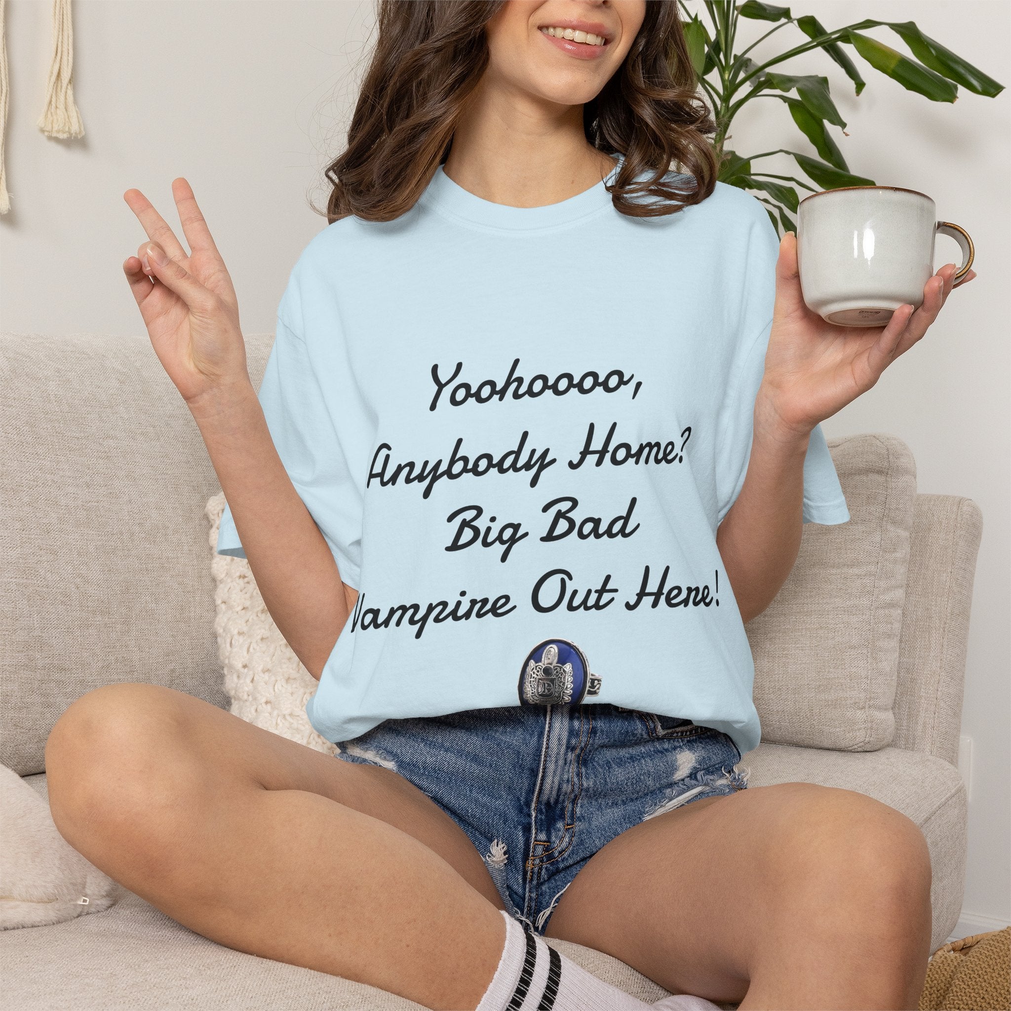 Damon Salvatore — TVD — Vampire Quote Tee — "Yoohooo, Anybody Home? Big Bad Vampire Out Here..." Shirt