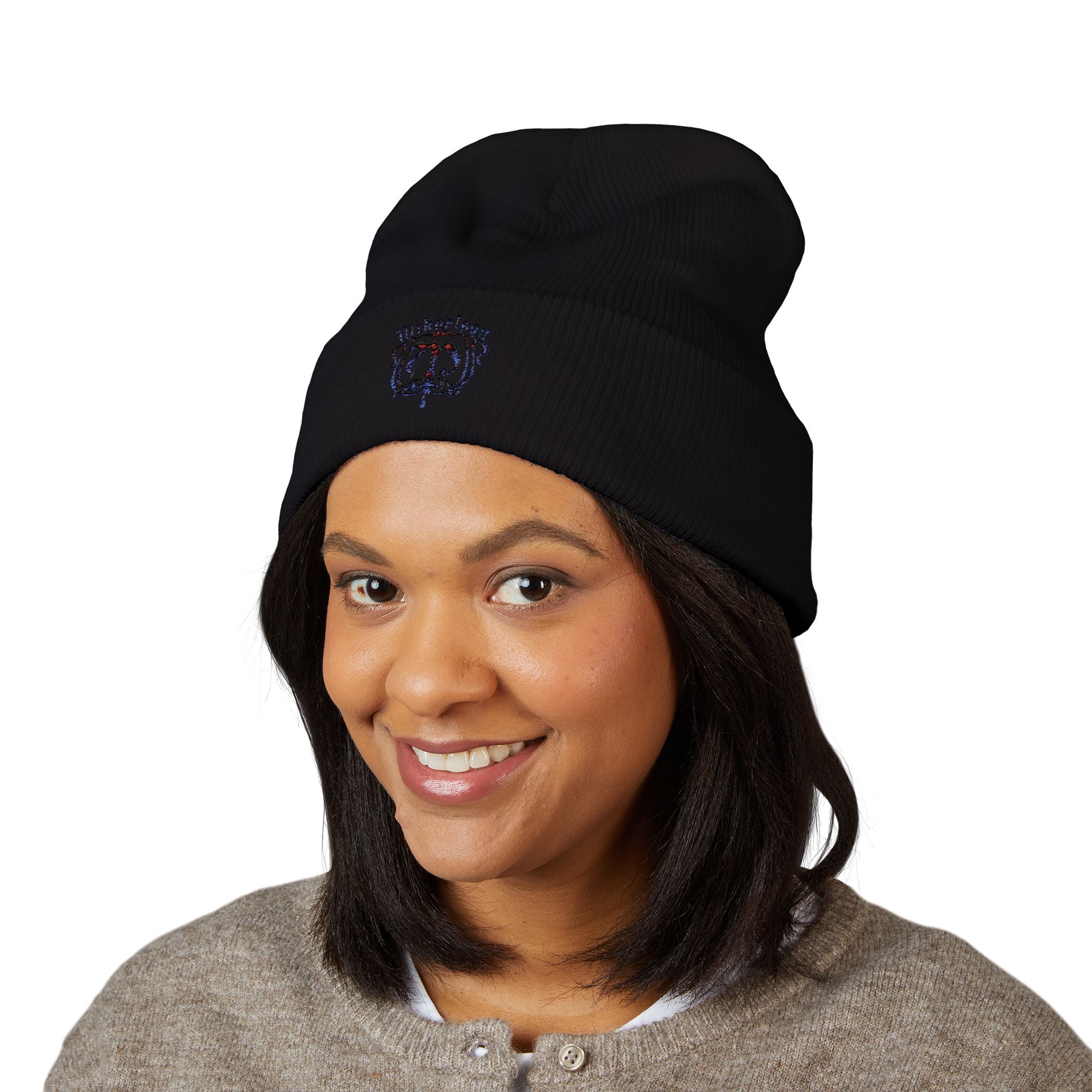 Embroidered Mikaelson Crest Cuffed Beanie — Classic Script Logo Winter Hat