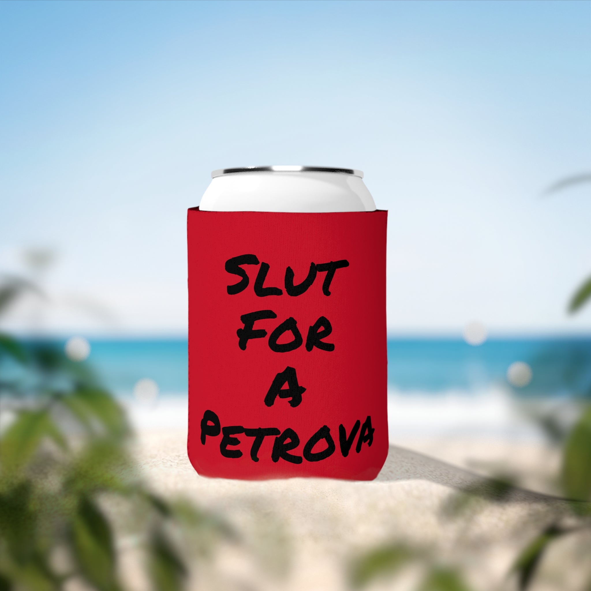 Can Cooler Sleeve — "Slut for a Petrova" Red Can Koozie
